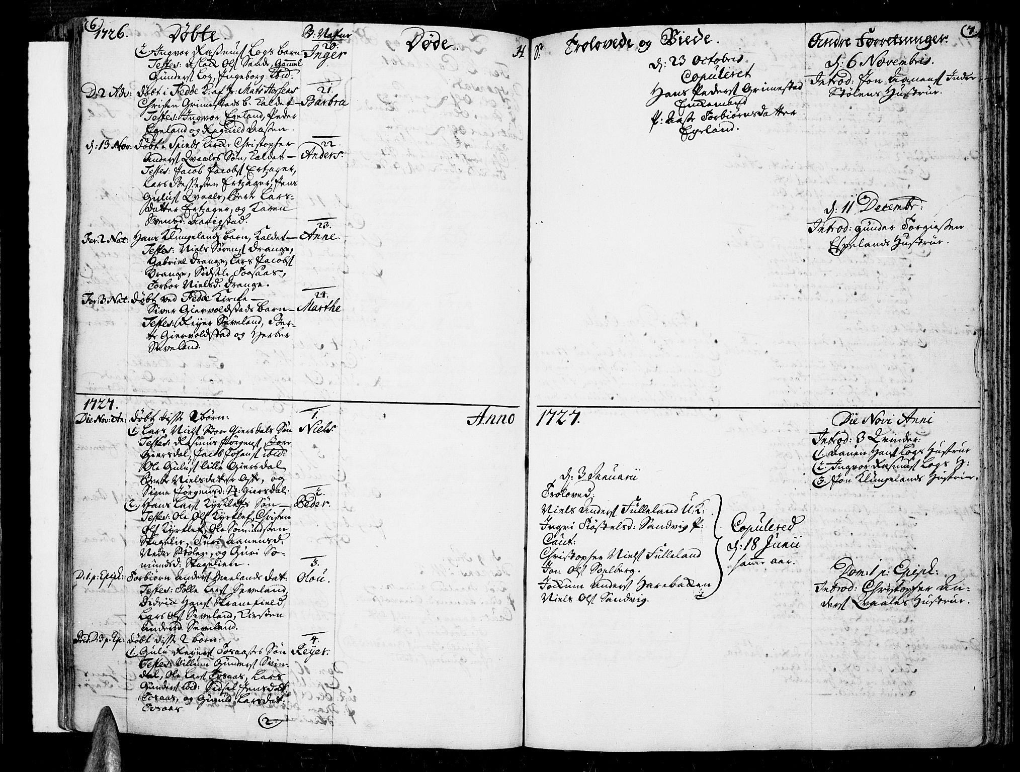 Lista sokneprestkontor, AV/SAK-1111-0027/F/Fa/L0002: Parish register (official) no. A 2 /2, 1726-1753, p. 6-7