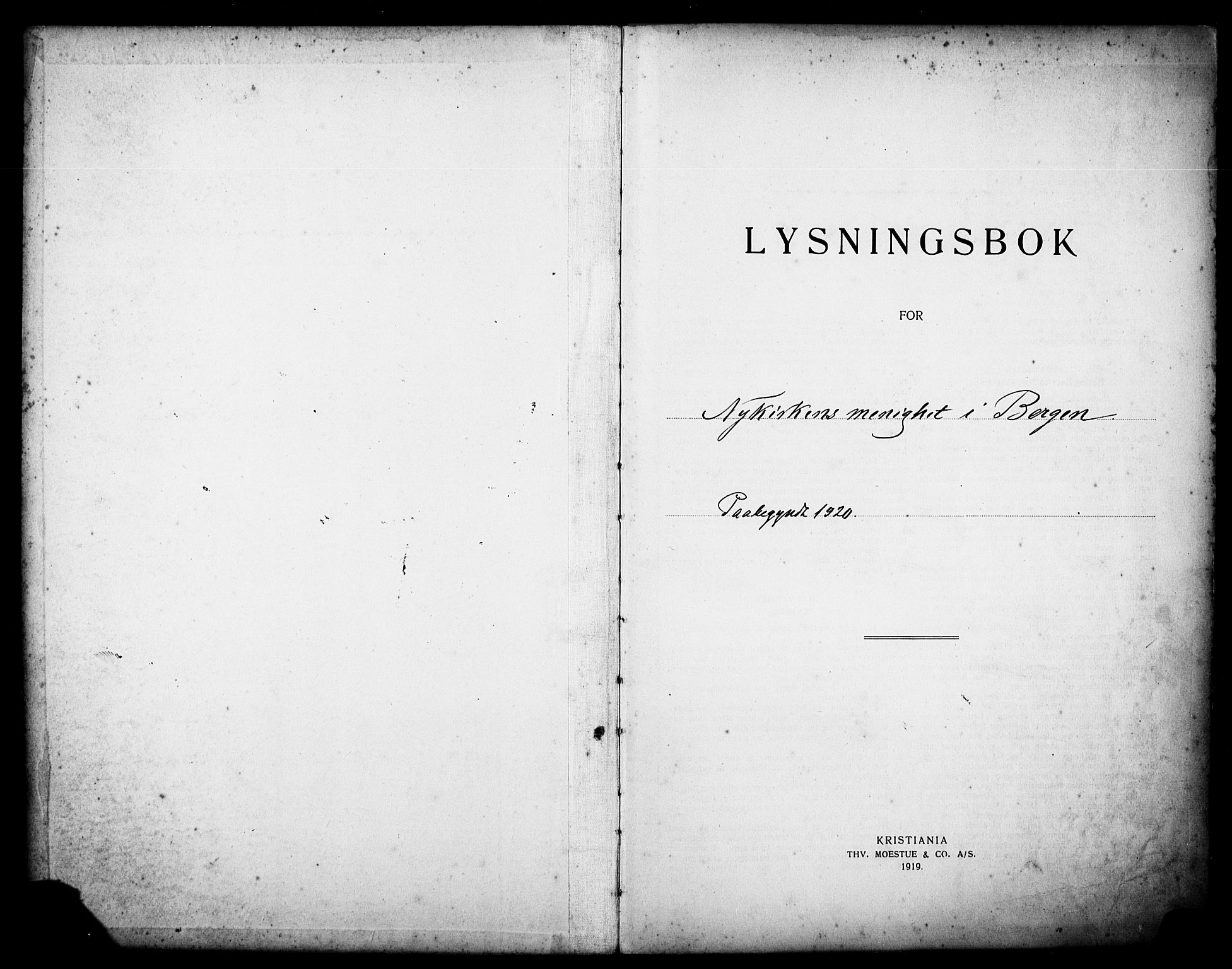 Nykirken Sokneprestembete, AV/SAB-A-77101: Banns register no. II.5.B.1, 1920-1928