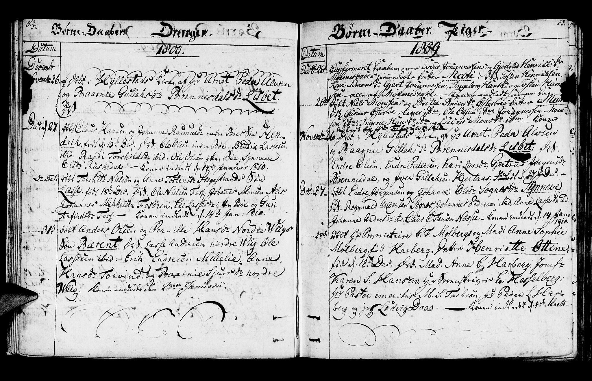 Lavik sokneprestembete, SAB/A-80901: Parish register (official) no. A 1, 1809-1822, p. 52-53