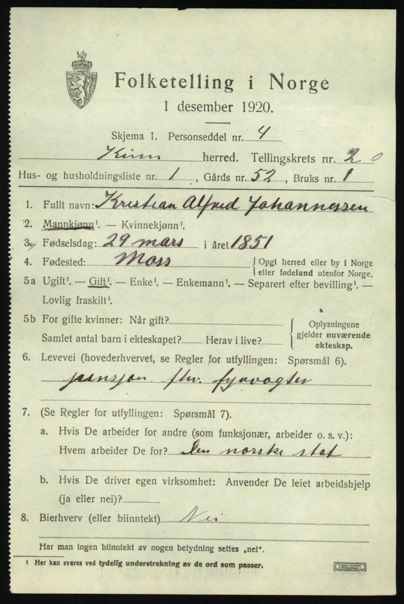 SAB, 1920 census for Kinn, 1920, p. 7159