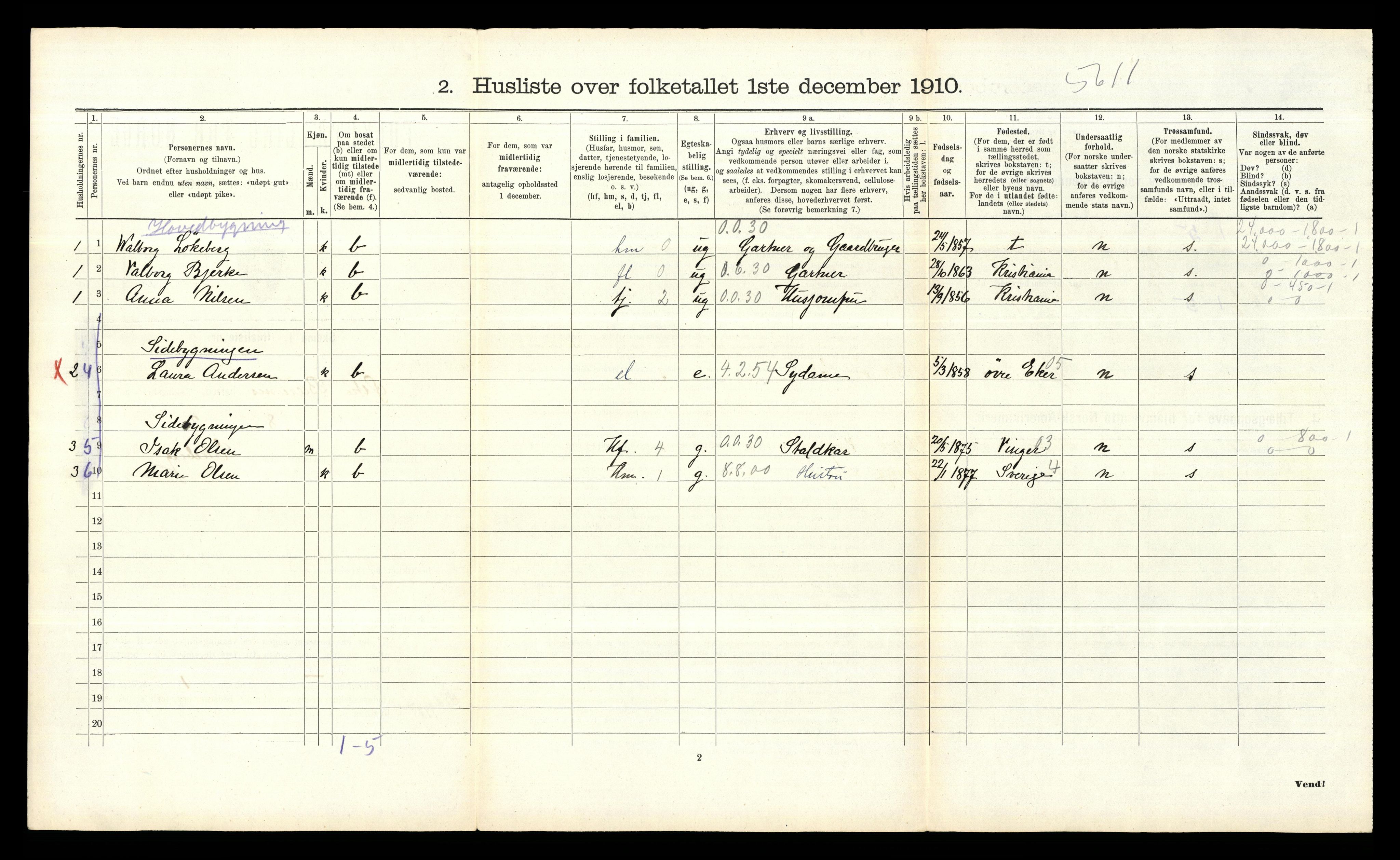 RA, 1910 census for Bærum, 1910, p. 1432