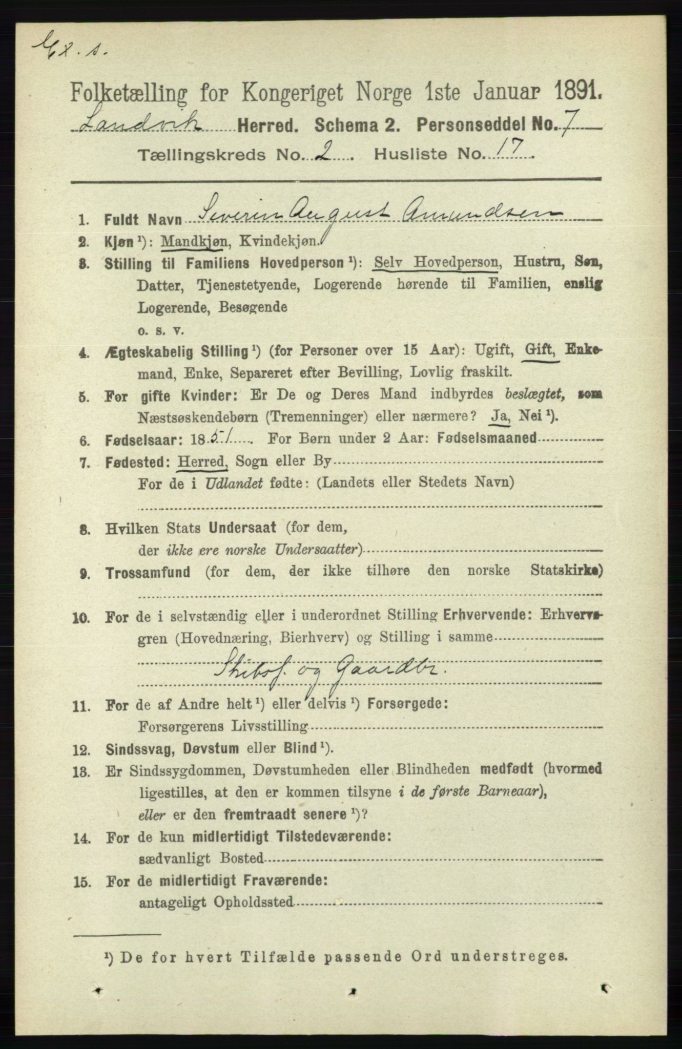 RA, Census 1891 for Nedenes amt: Gjenparter av personsedler for beslektede ektefeller, menn, 1891, p. 753