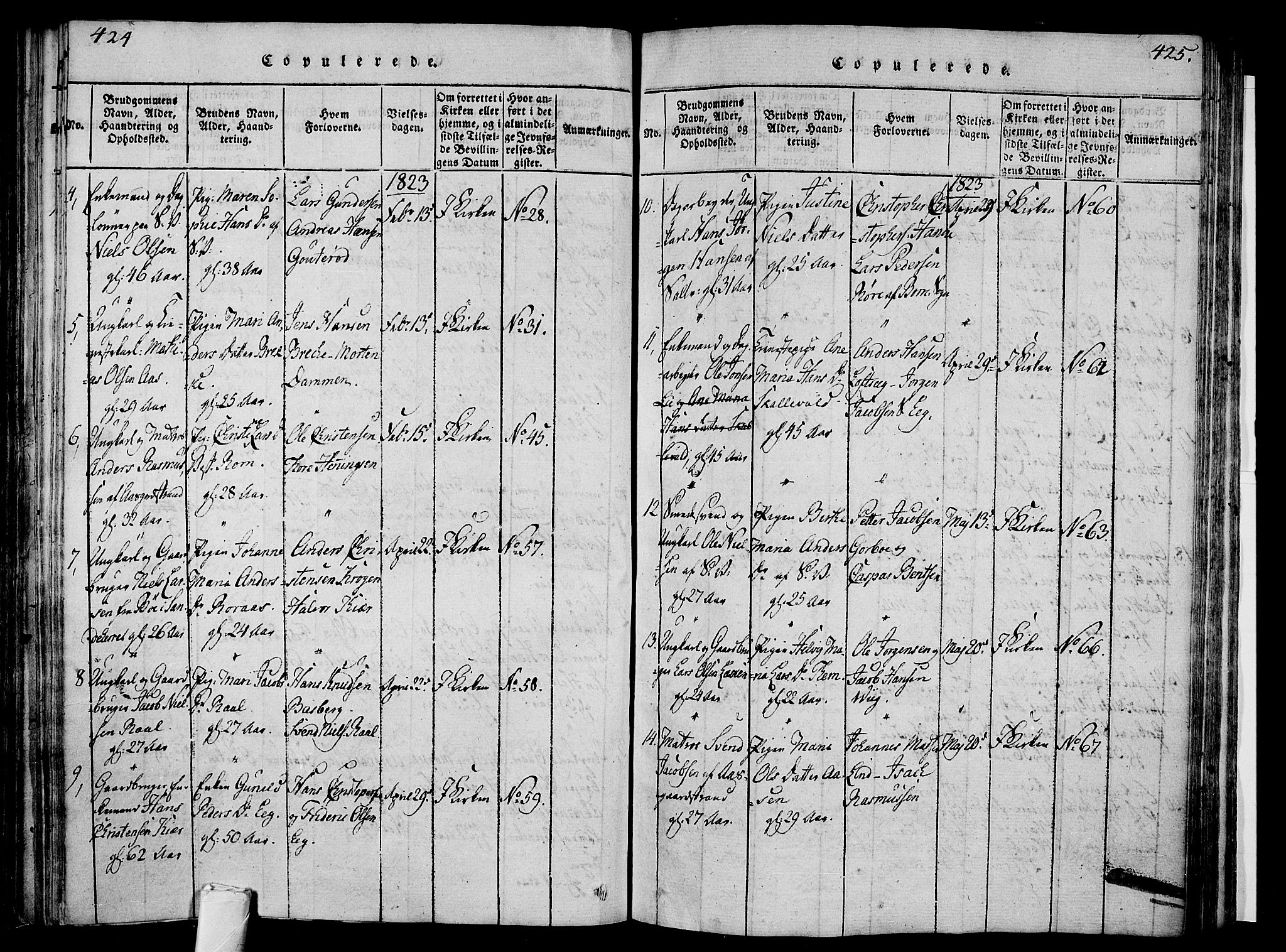 Sem kirkebøker, AV/SAKO-A-5/F/Fa/L0004: Parish register (official) no. I 4, 1814-1825, p. 424-425