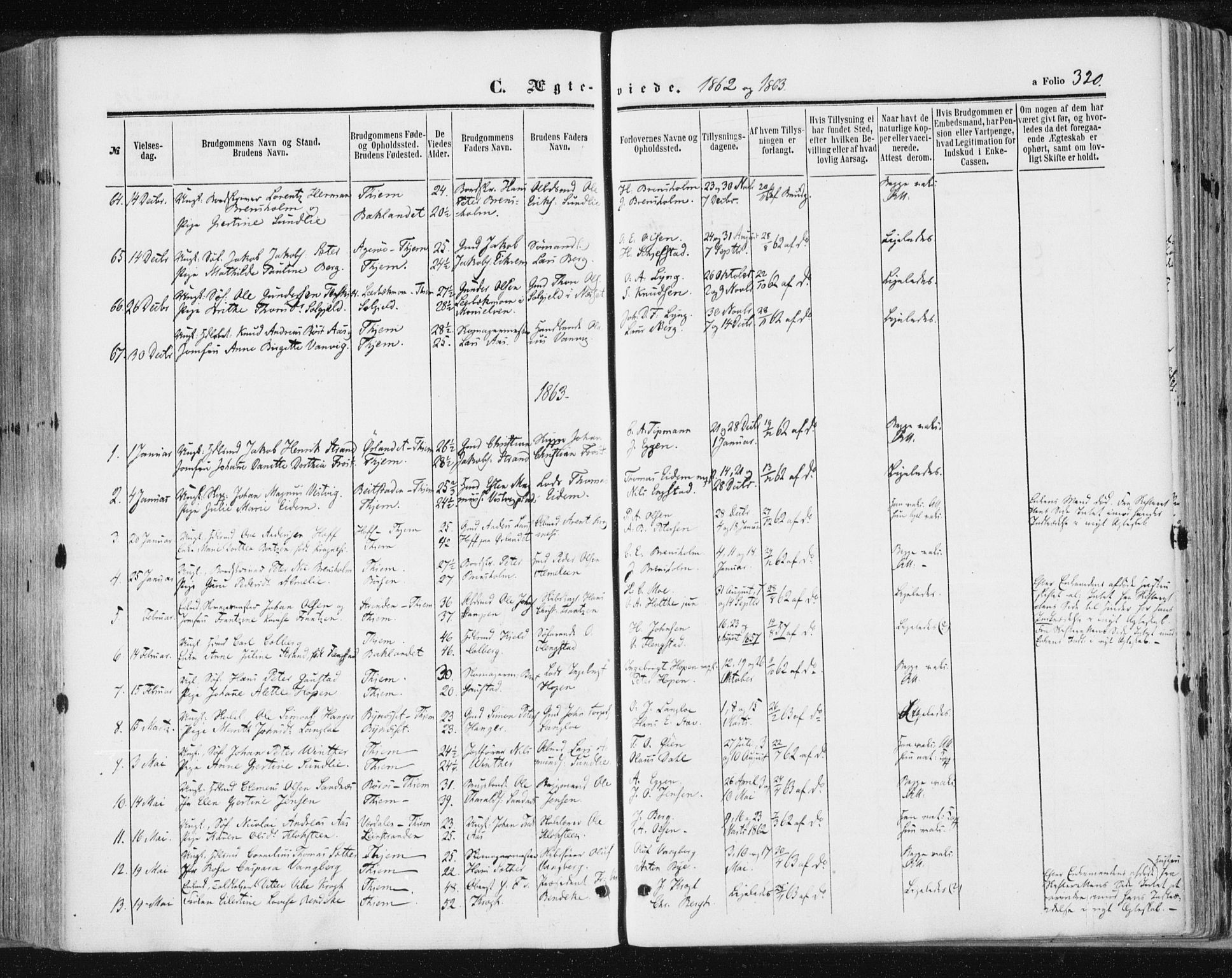 Ministerialprotokoller, klokkerbøker og fødselsregistre - Sør-Trøndelag, SAT/A-1456/602/L0115: Parish register (official) no. 602A13, 1860-1872, p. 320