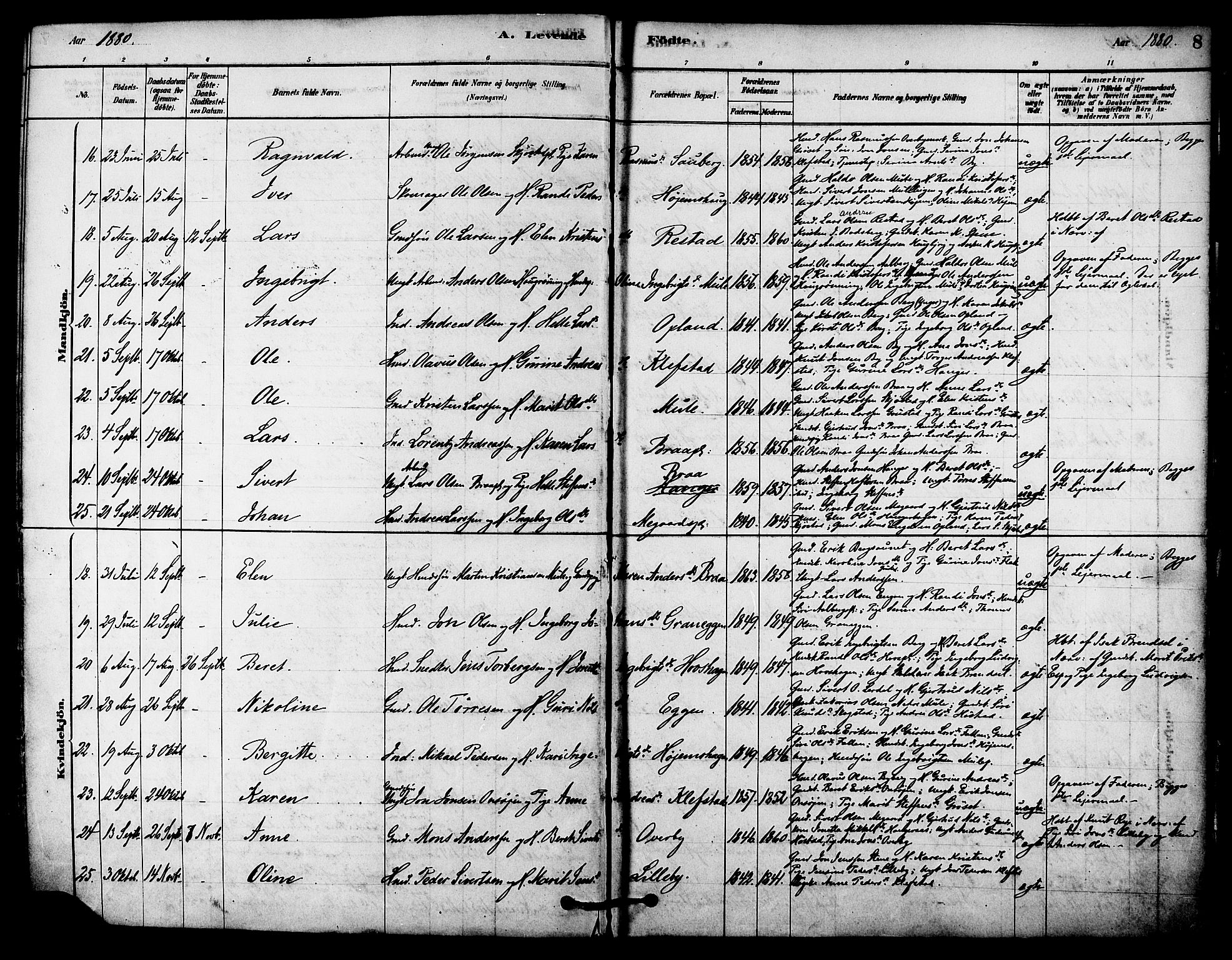 Ministerialprotokoller, klokkerbøker og fødselsregistre - Sør-Trøndelag, SAT/A-1456/612/L0378: Parish register (official) no. 612A10, 1878-1897, p. 8