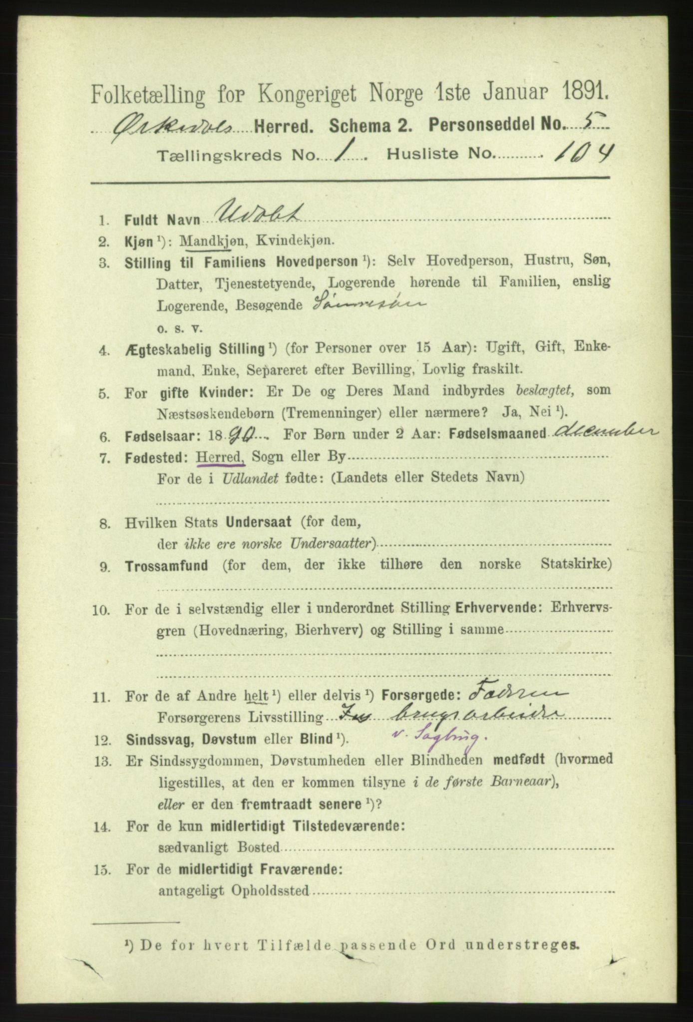 RA, 1891 census for 1638 Orkdal, 1891, p. 872