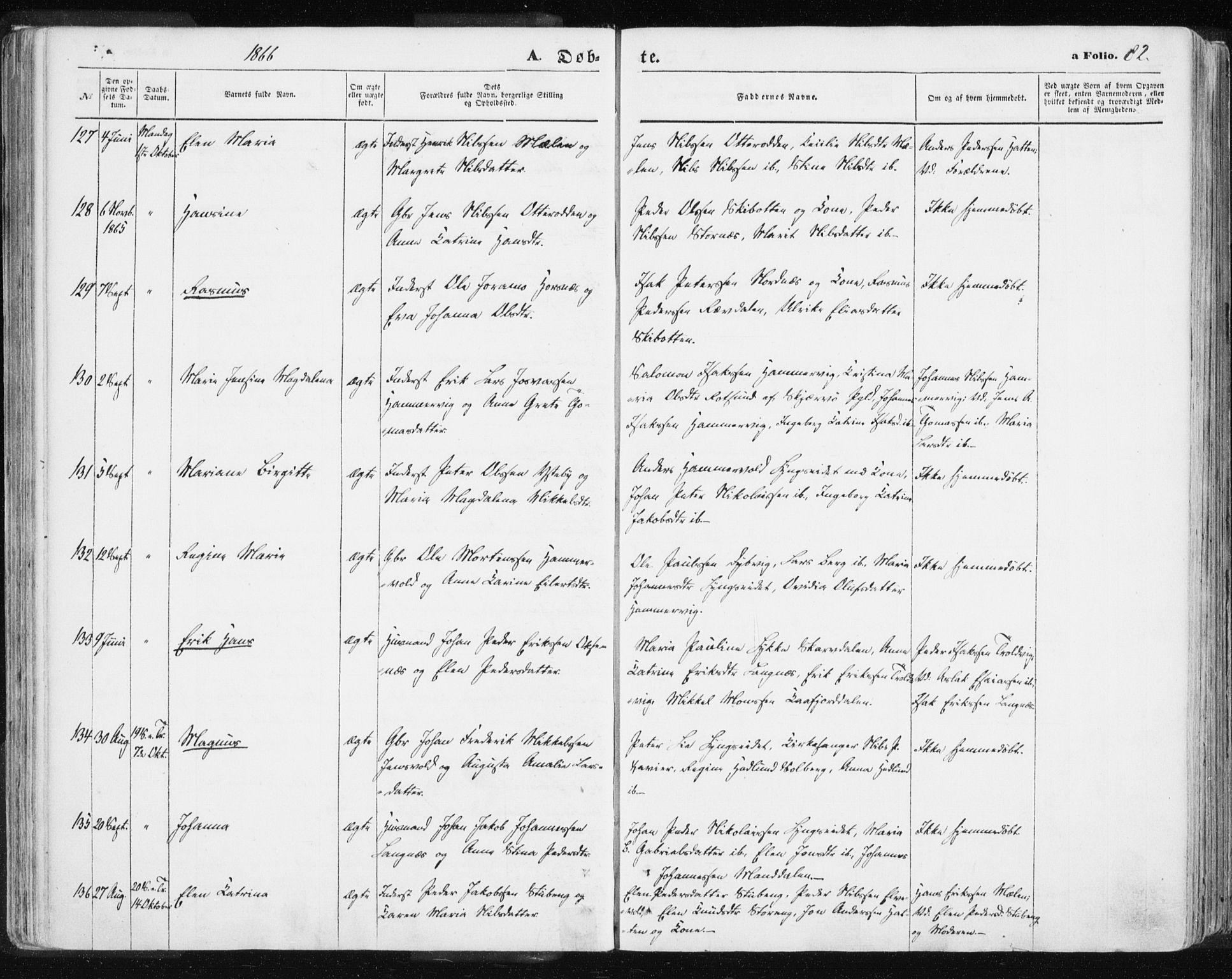 Lyngen sokneprestembete, SATØ/S-1289/H/He/Hea/L0005kirke: Parish register (official) no. 5, 1859-1869, p. 82