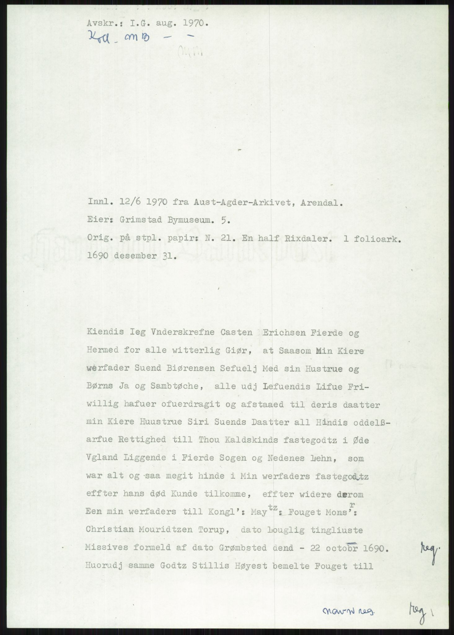 Samlinger til kildeutgivelse, Diplomavskriftsamlingen, AV/RA-EA-4053/H/Ha, p. 2437