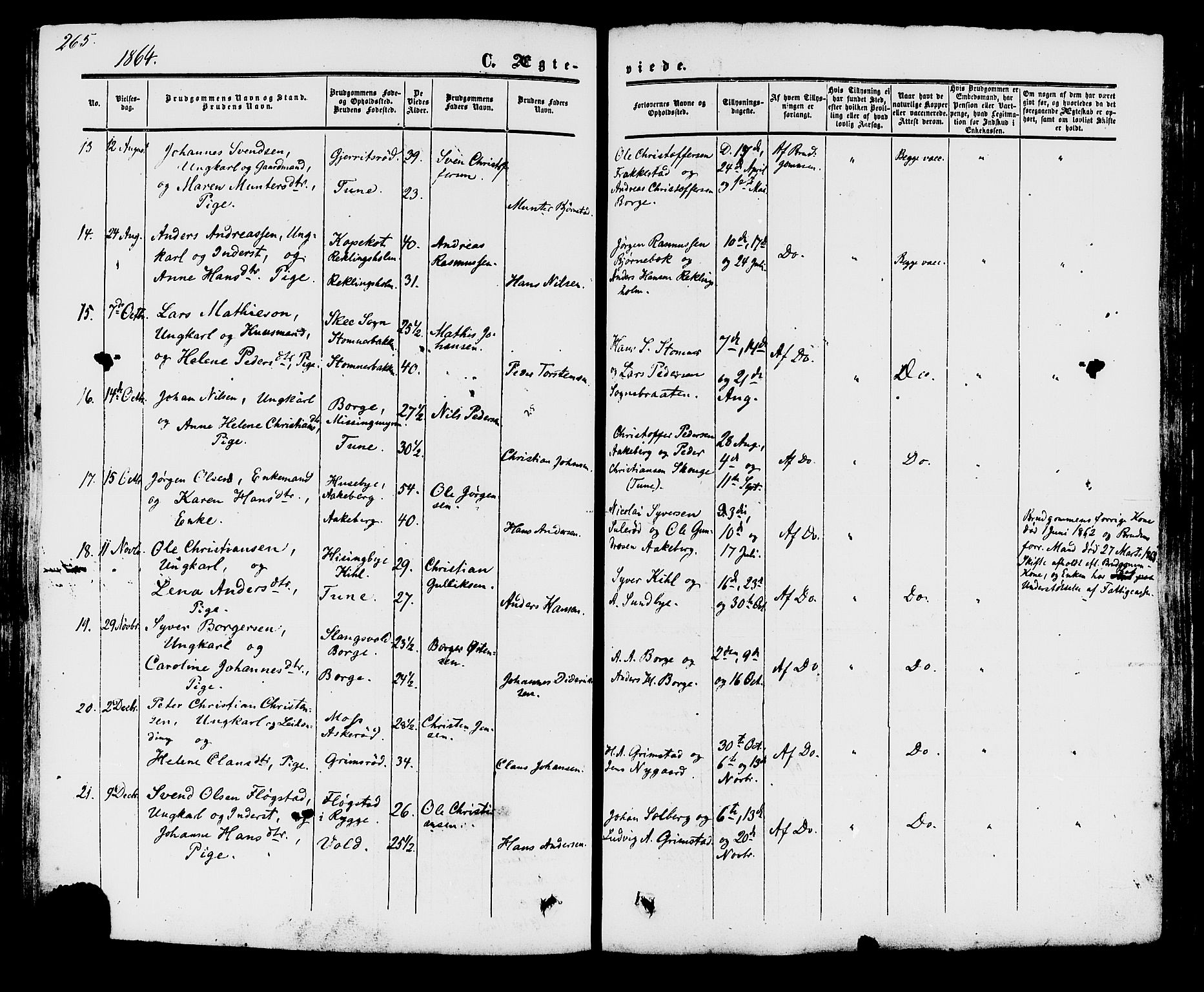 Råde prestekontor kirkebøker, AV/SAO-A-2009/F/Fa/L0006: Parish register (official) no. 6, 1854-1877, p. 265