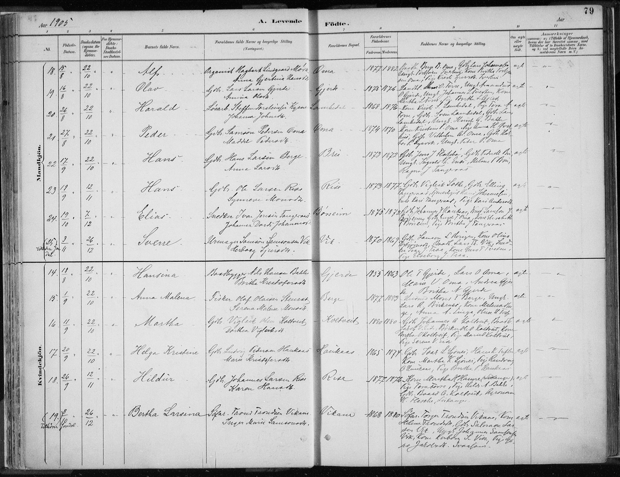 Strandebarm sokneprestembete, AV/SAB-A-78401/H/Haa: Parish register (official) no. B  1, 1886-1908, p. 79