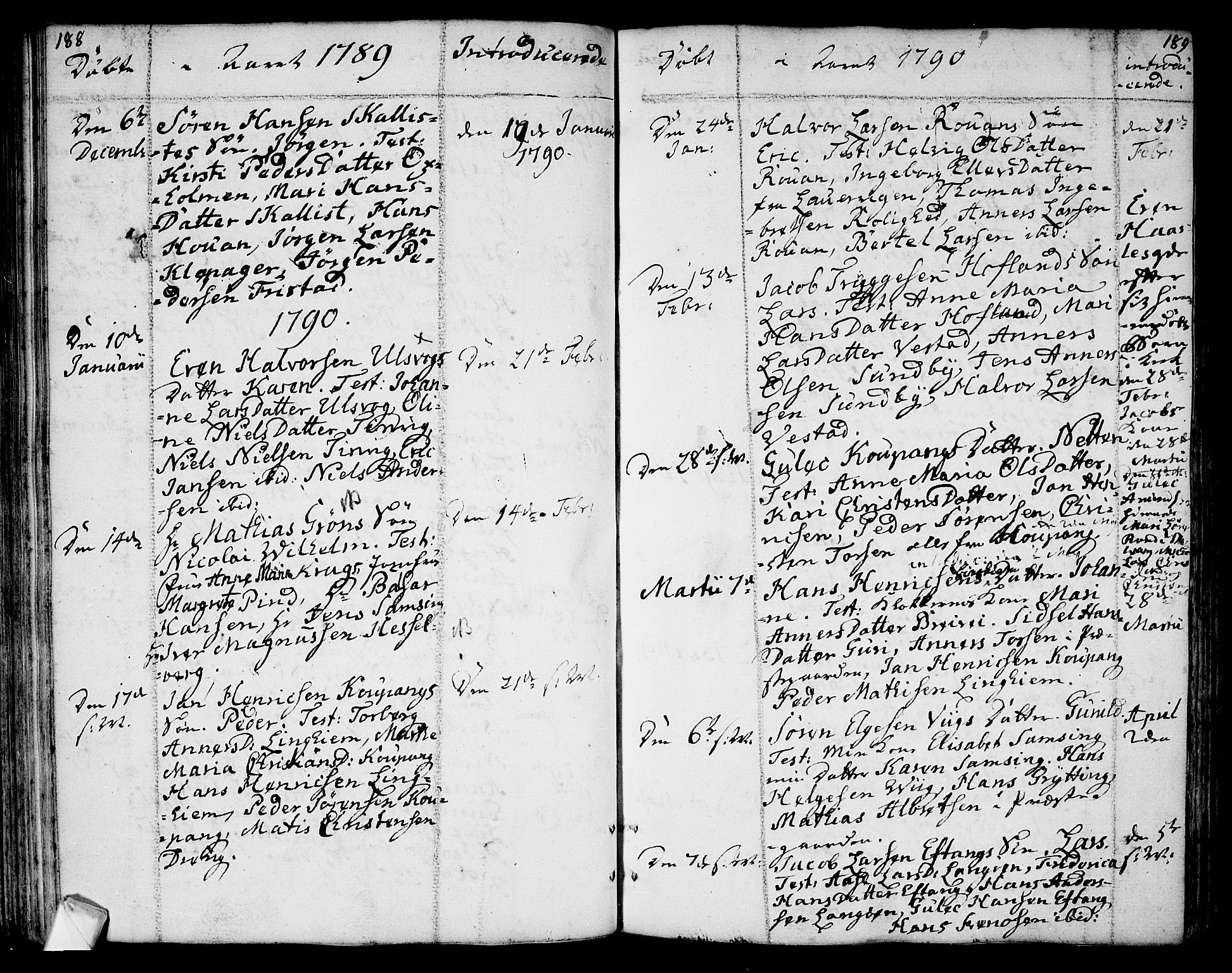 Tjølling kirkebøker, SAKO/A-60/F/Fa/L0004: Parish register (official) no. 4, 1779-1817, p. 188-189