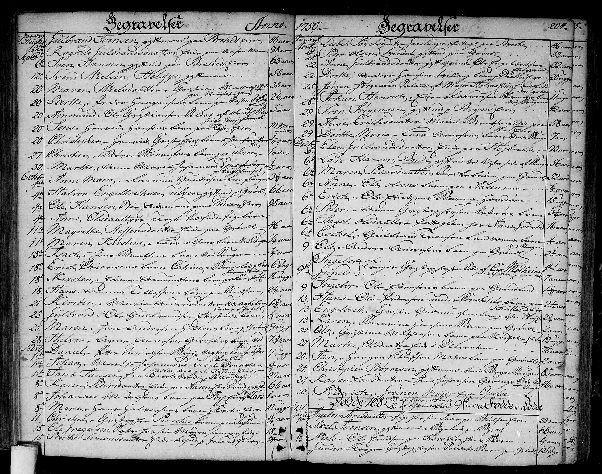 Aker prestekontor kirkebøker, SAO/A-10861/F/L0008: Parish register (official) no. 8, 1749-1765, p. 204