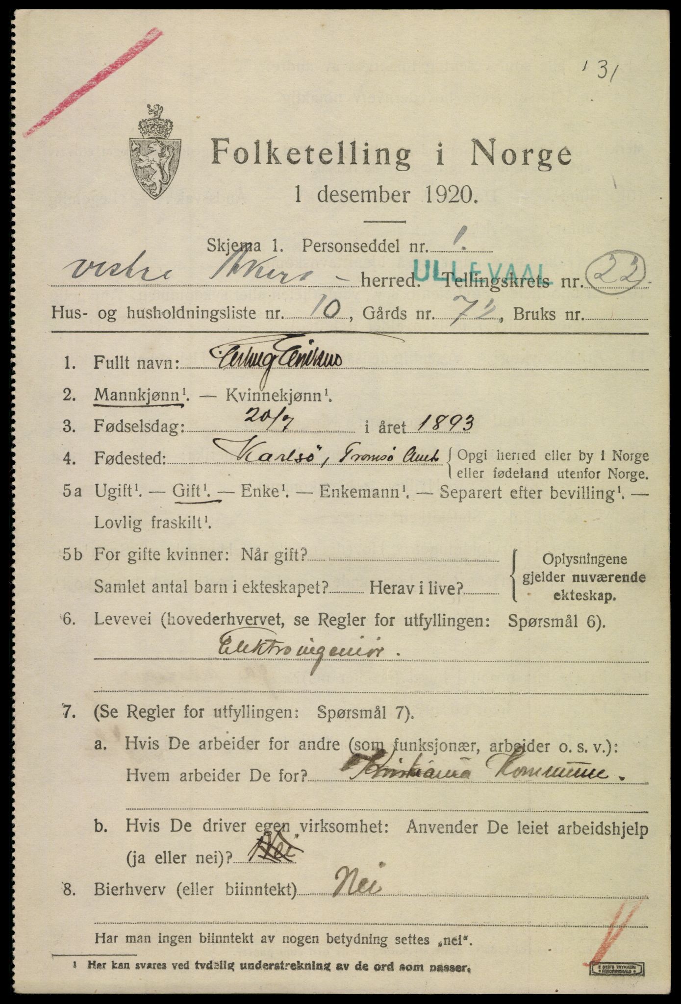 SAO, 1920 census for Aker, 1920, p. 125908