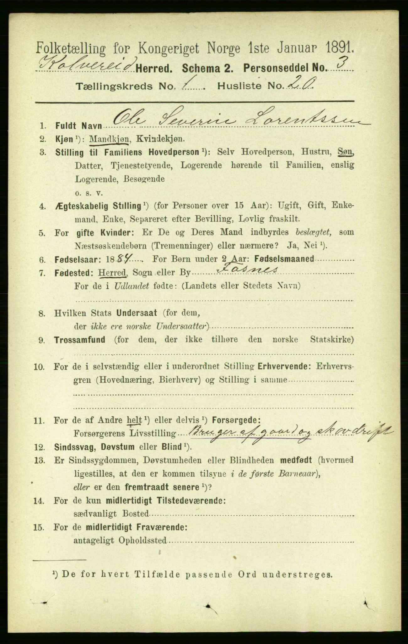 RA, 1891 census for 1752 Kolvereid, 1891, p. 224
