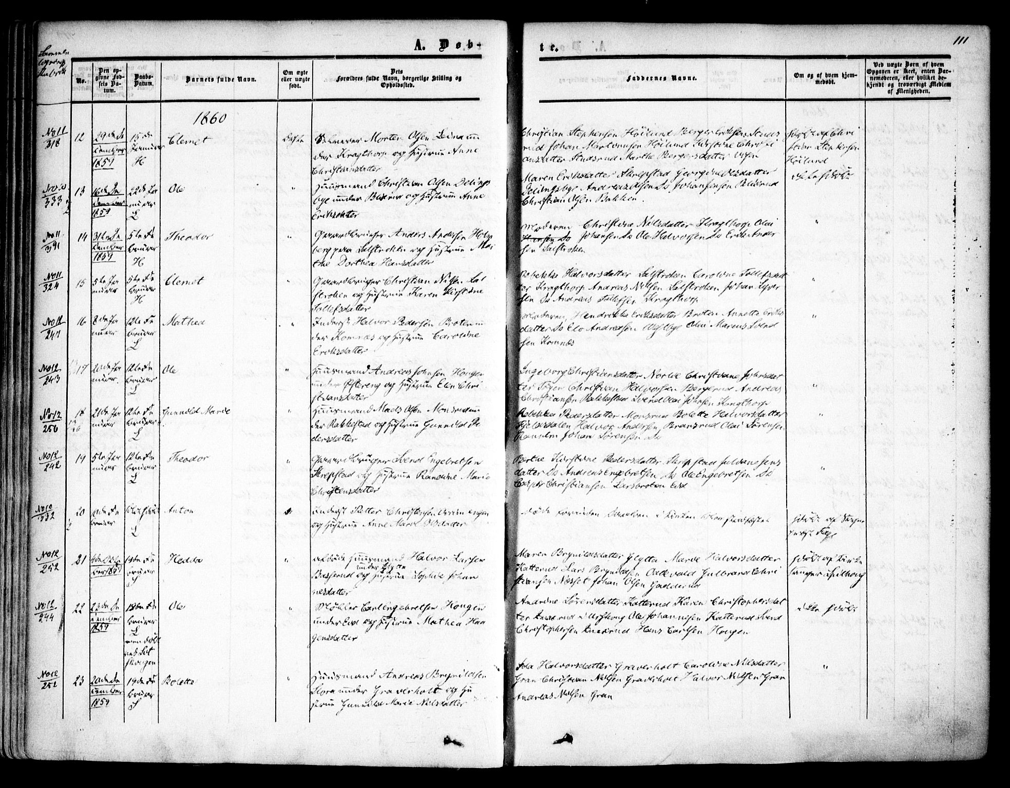 Høland prestekontor Kirkebøker, AV/SAO-A-10346a/F/Fa/L0010: Parish register (official) no. I 10, 1854-1861, p. 111