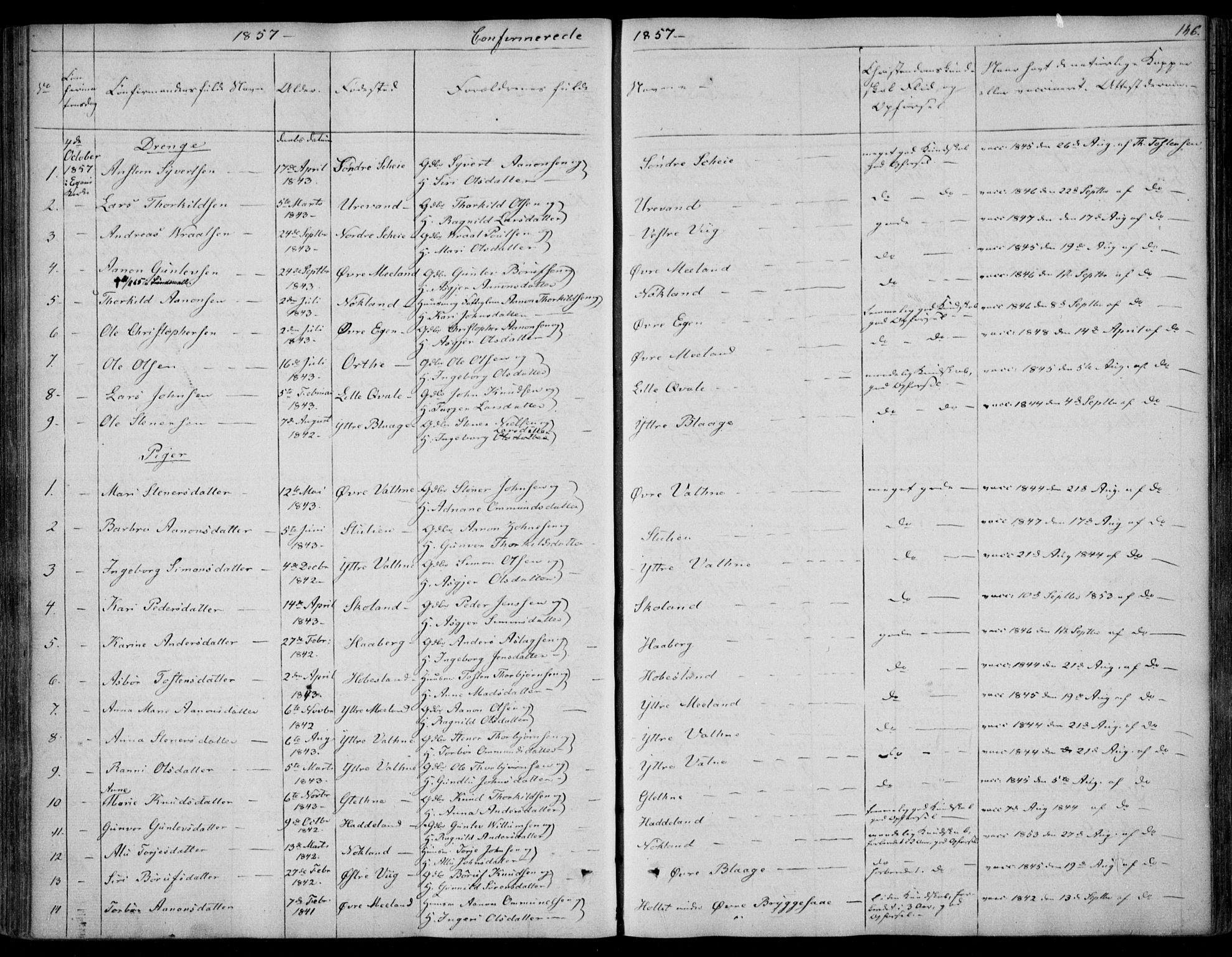 Hægebostad sokneprestkontor, SAK/1111-0024/F/Fa/Fab/L0002: Parish register (official) no. A 2, 1836-1872, p. 146