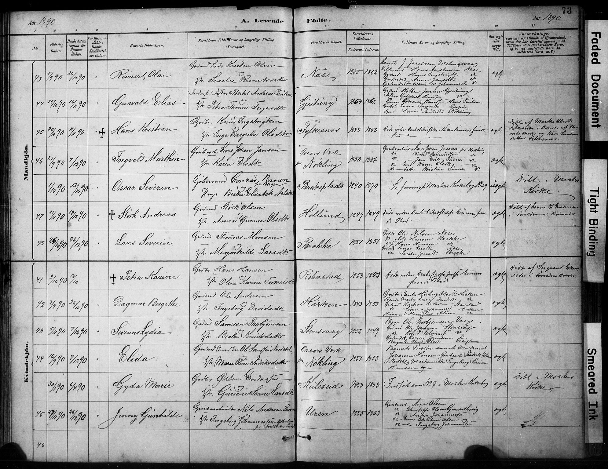 Finnås sokneprestembete, SAB/A-99925/H/Ha/Hab/Habb/L0003: Parish register (copy) no. B 3, 1882-1897, p. 73