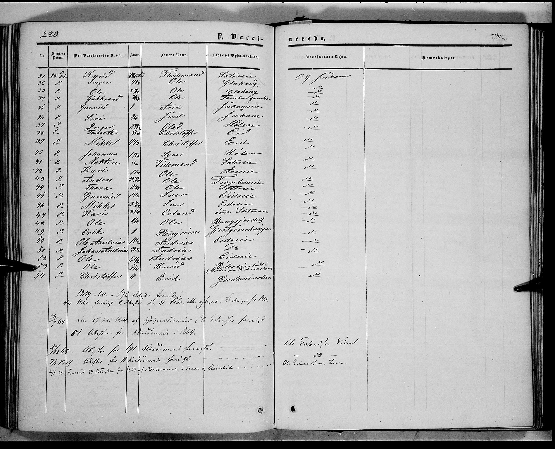 Sør-Aurdal prestekontor, SAH/PREST-128/H/Ha/Haa/L0005: Parish register (official) no. 5, 1849-1876, p. 280