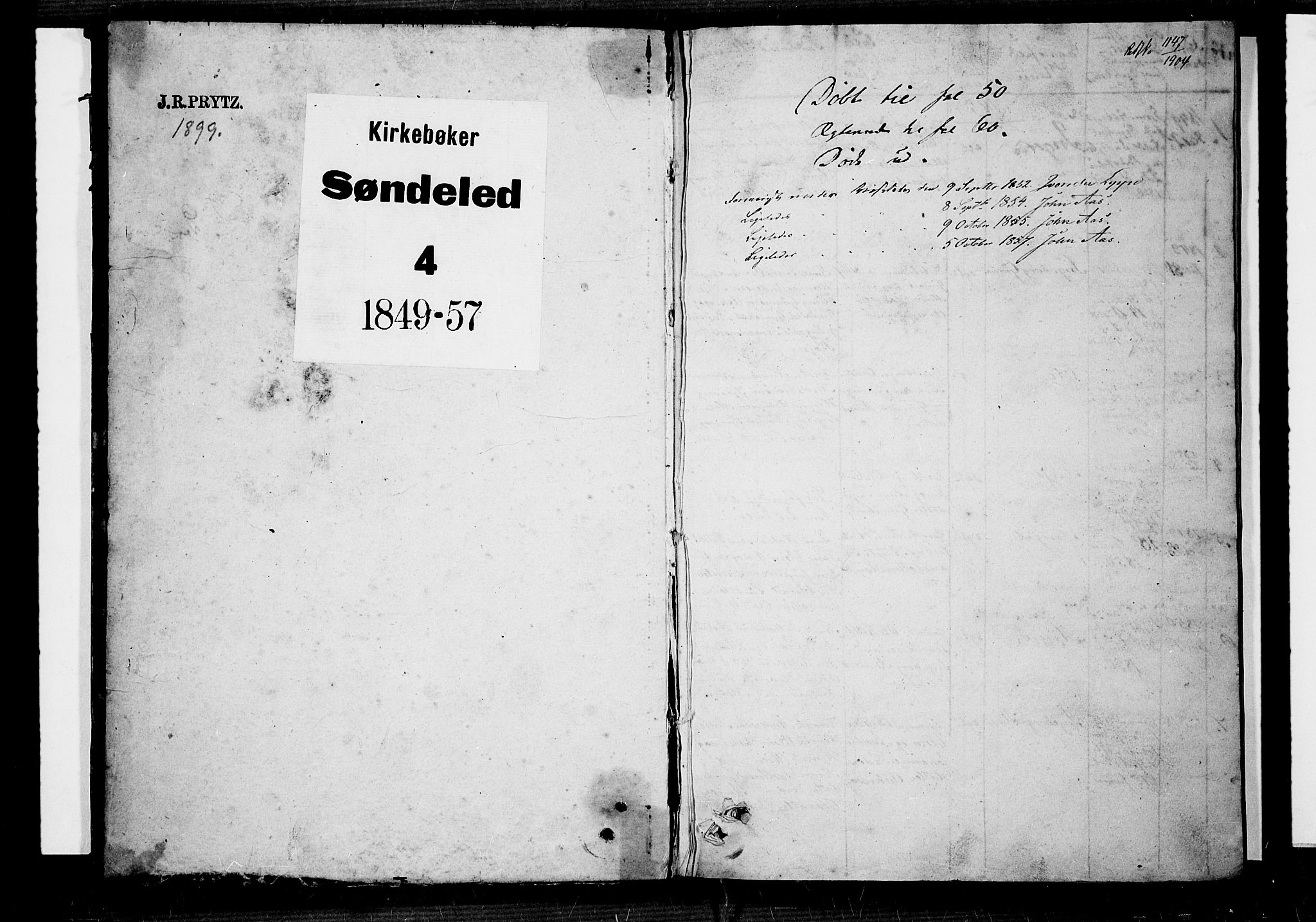 Søndeled sokneprestkontor, SAK/1111-0038/F/Fb/L0003: Parish register (copy) no. B 3, 1849-1857