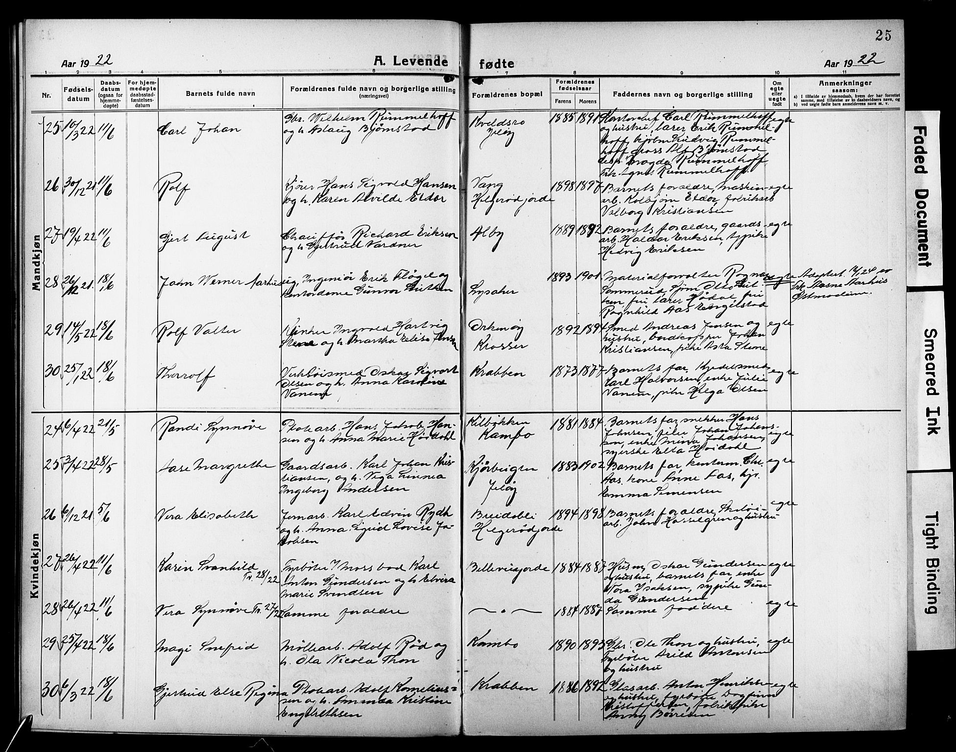 Moss prestekontor Kirkebøker, AV/SAO-A-2003/G/Gb/L0004: Parish register (copy) no. II 4, 1920-1932, p. 25