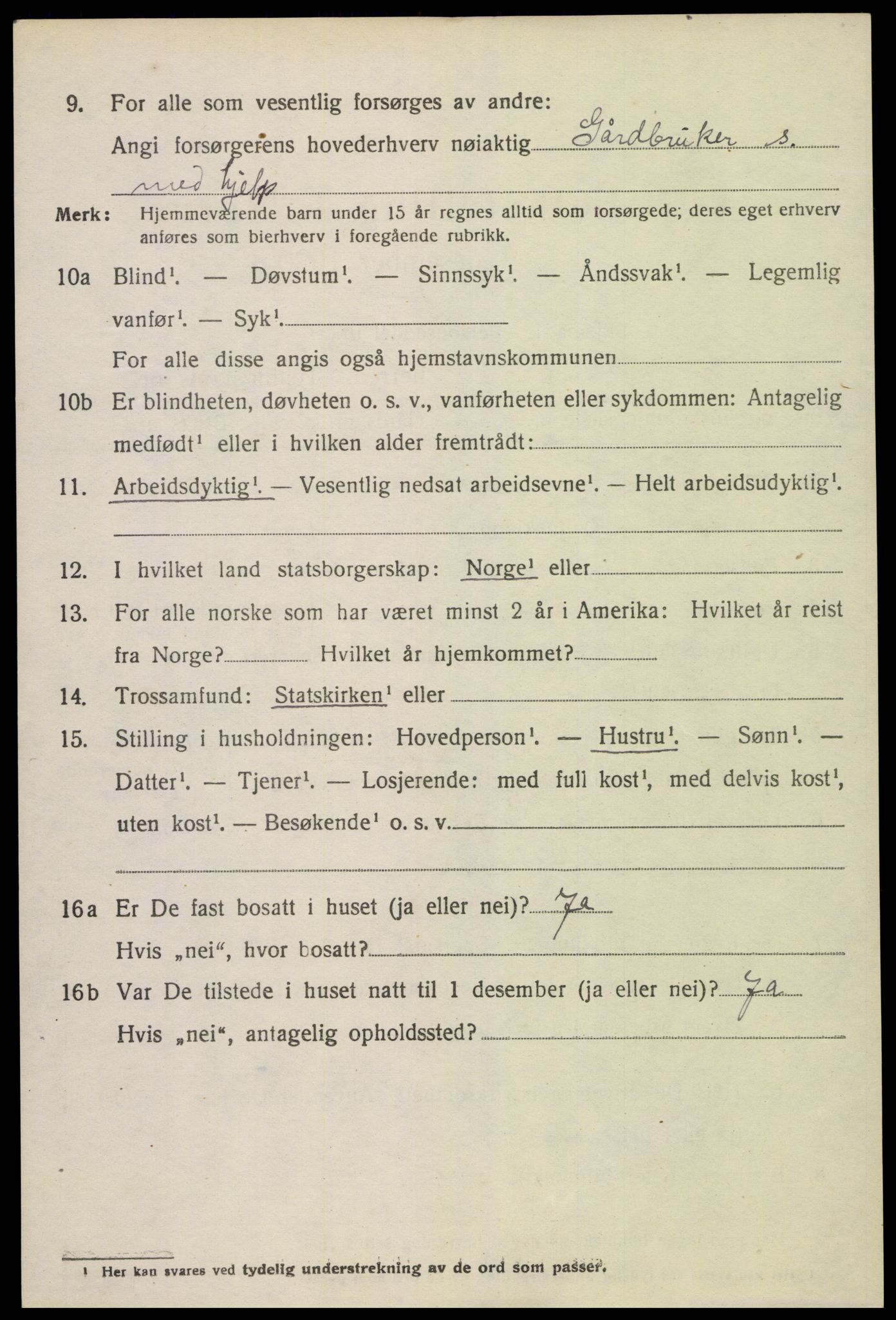 SAK, 1920 census for Austre Moland, 1920, p. 2194