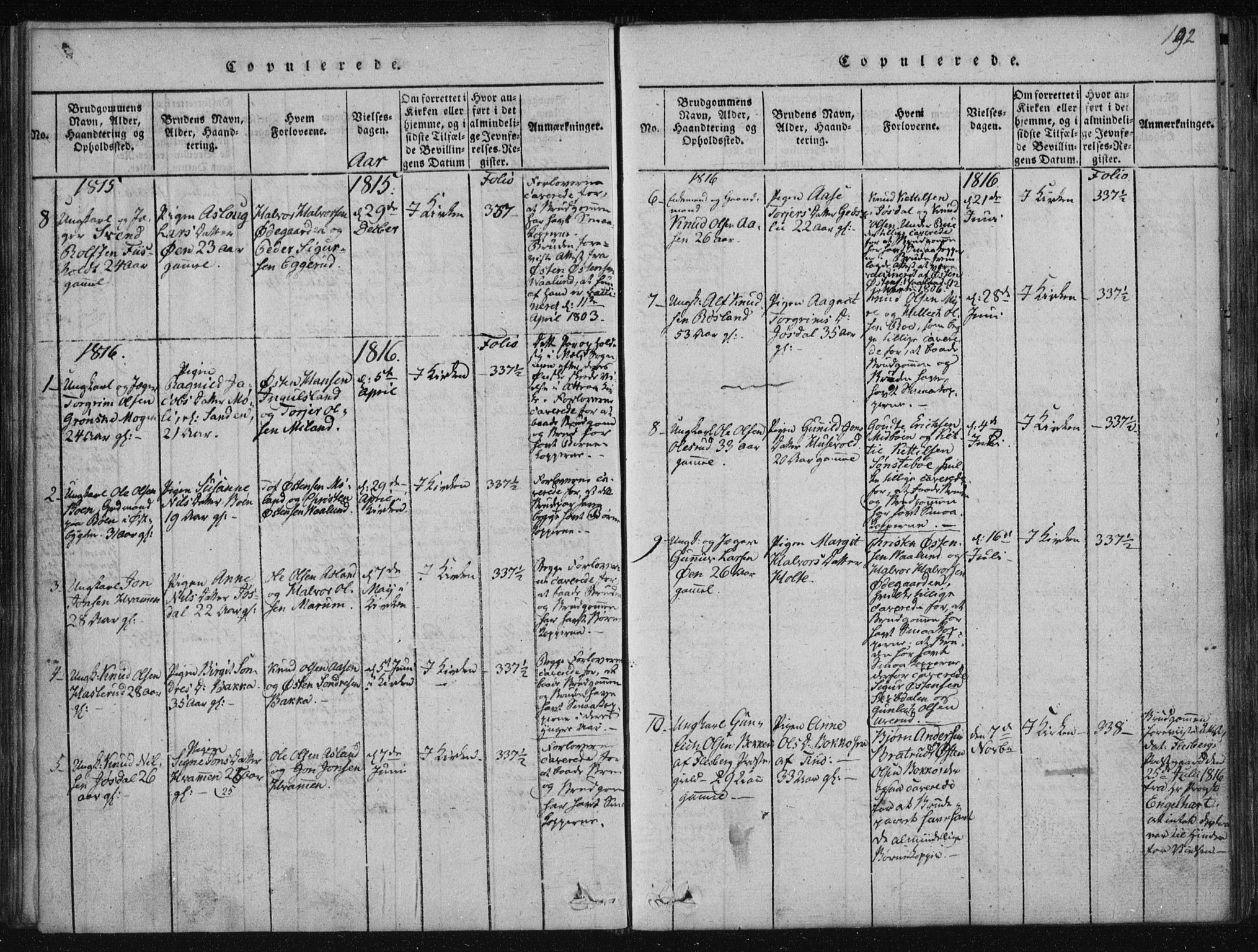 Tinn kirkebøker, AV/SAKO-A-308/F/Fa/L0004: Parish register (official) no. I 4, 1815-1843, p. 191b-192a