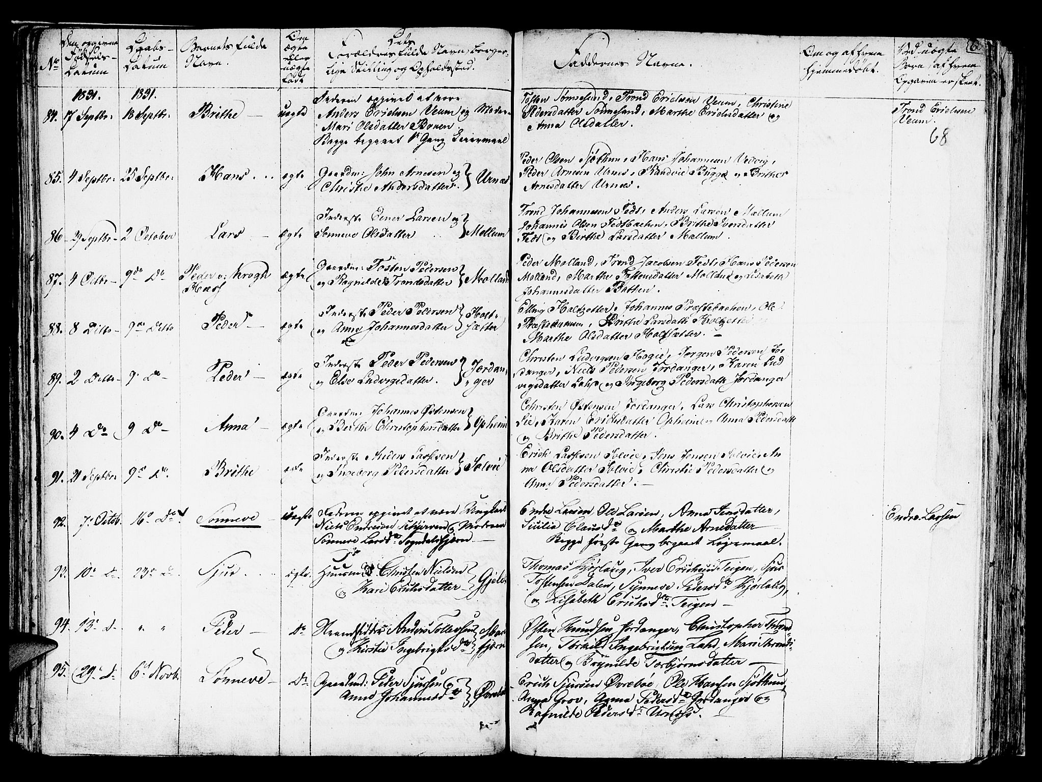 Hafslo sokneprestembete, AV/SAB-A-80301/H/Haa/Haaa/L0004: Parish register (official) no. A 4, 1821-1834, p. 68