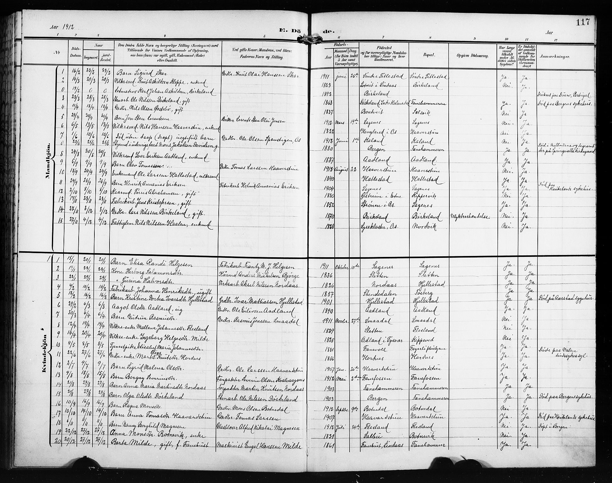 Fana Sokneprestembete, AV/SAB-A-75101/H/Hab/Haba/L0004: Parish register (copy) no. A 4, 1902-1912, p. 117