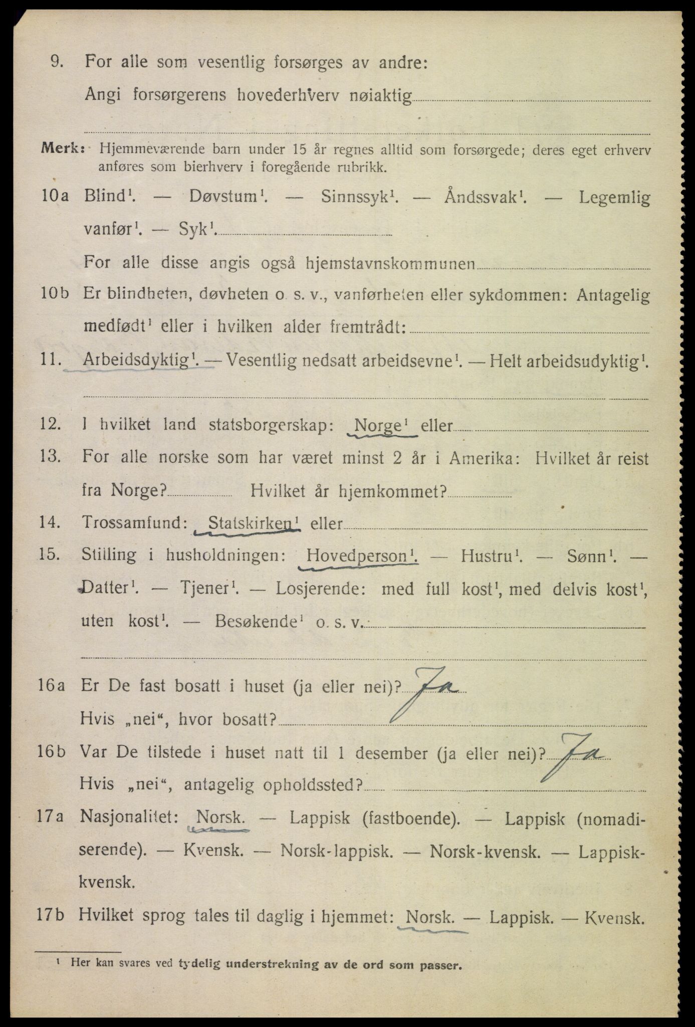 SAT, 1920 census for Ankenes, 1920, p. 1406