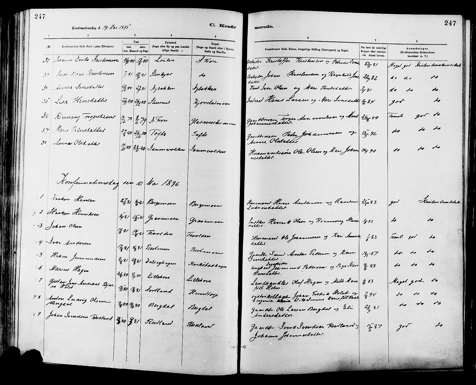 Sør-Fron prestekontor, AV/SAH-PREST-010/H/Ha/Haa/L0003: Parish register (official) no. 3, 1881-1897, p. 247