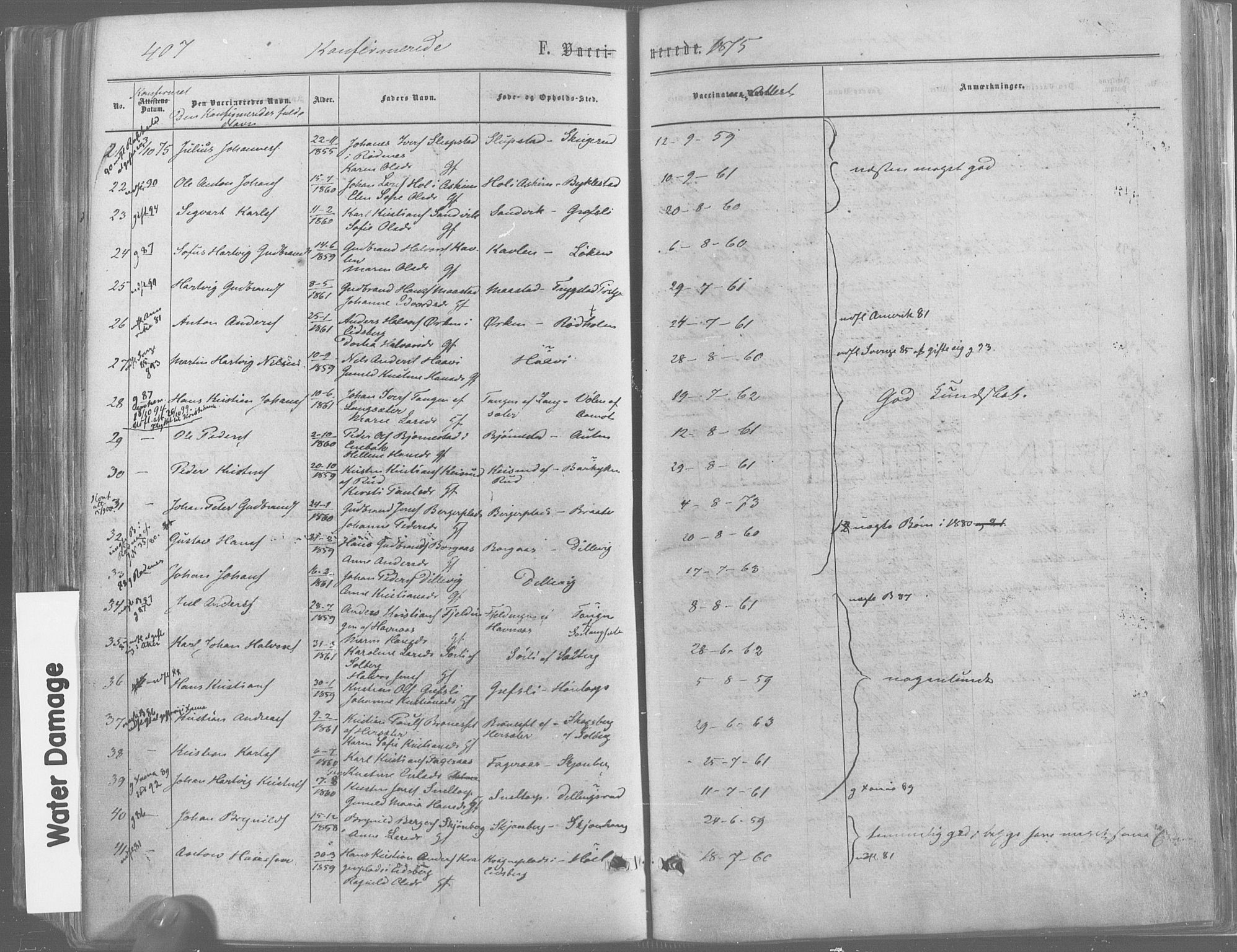 Trøgstad prestekontor Kirkebøker, AV/SAO-A-10925/F/Fa/L0009: Parish register (official) no. I 9, 1865-1877, p. 407