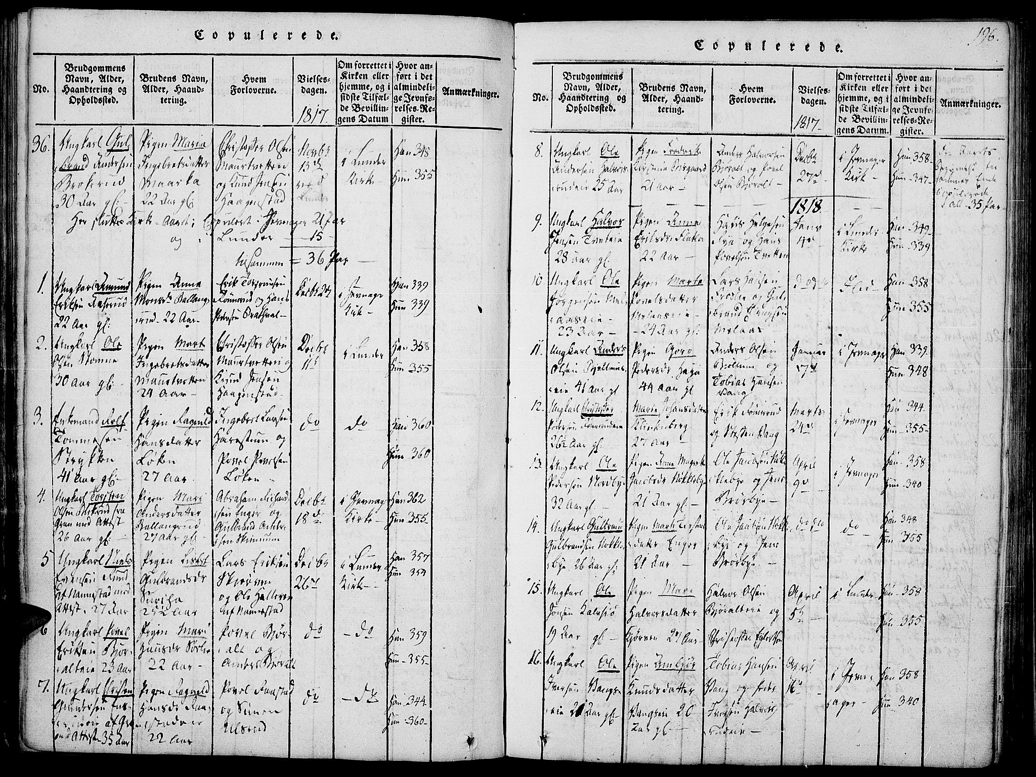 Jevnaker prestekontor, SAH/PREST-116/H/Ha/Haa/L0005: Parish register (official) no. 5, 1815-1837, p. 196