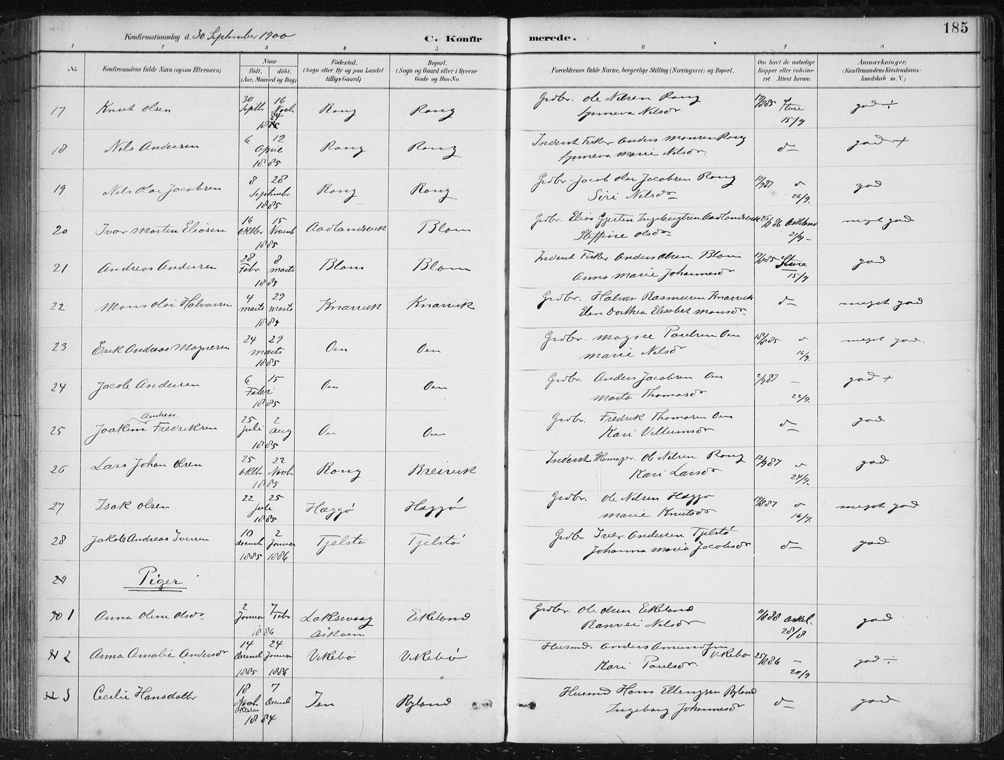 Herdla Sokneprestembete, SAB/A-75701/H/Haa: Parish register (official) no. A 4, 1891-1905, p. 185