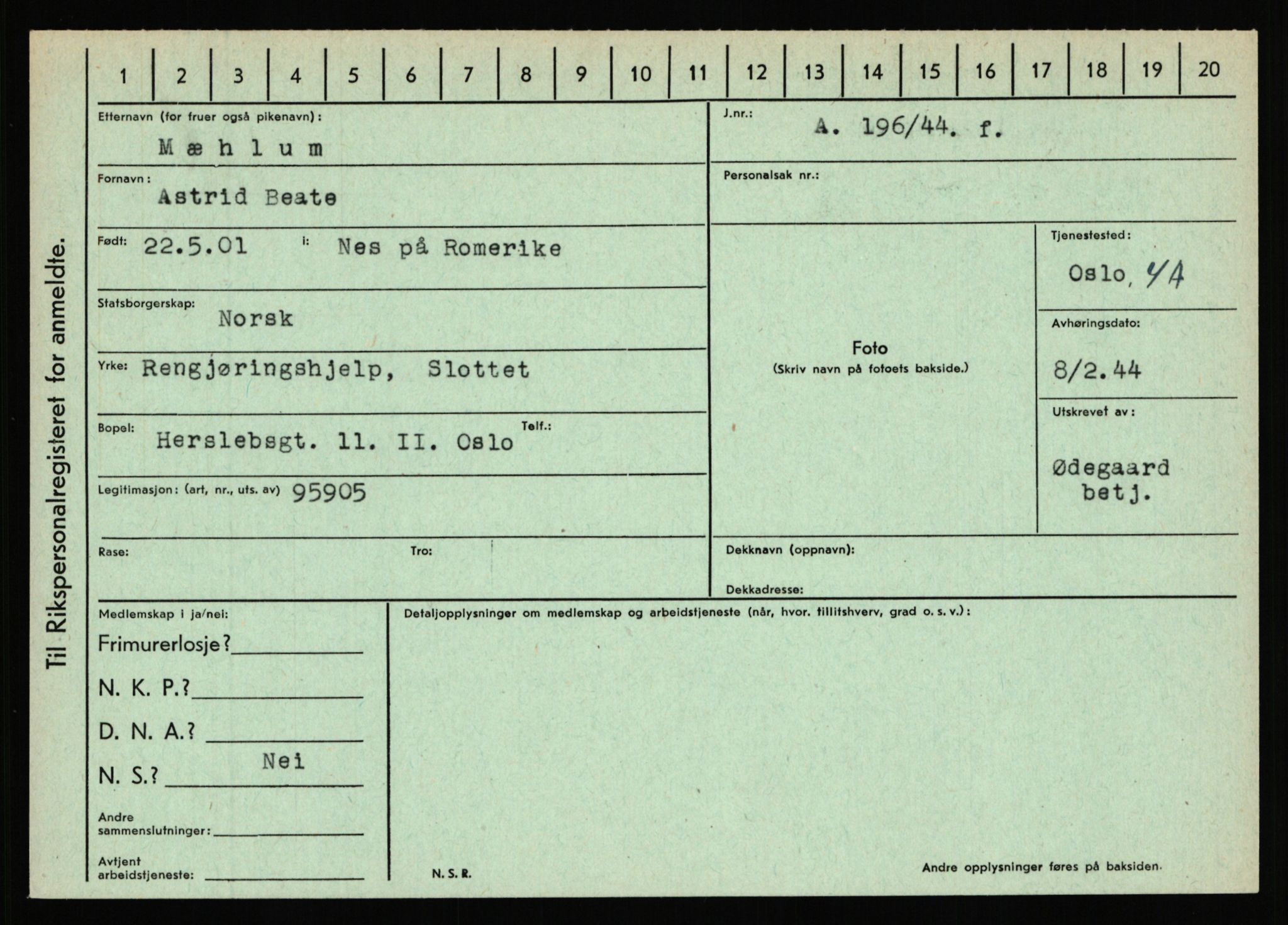 Statspolitiet - Hovedkontoret / Osloavdelingen, AV/RA-S-1329/C/Ca/L0011: Molberg - Nøstvold, 1943-1945, p. 871