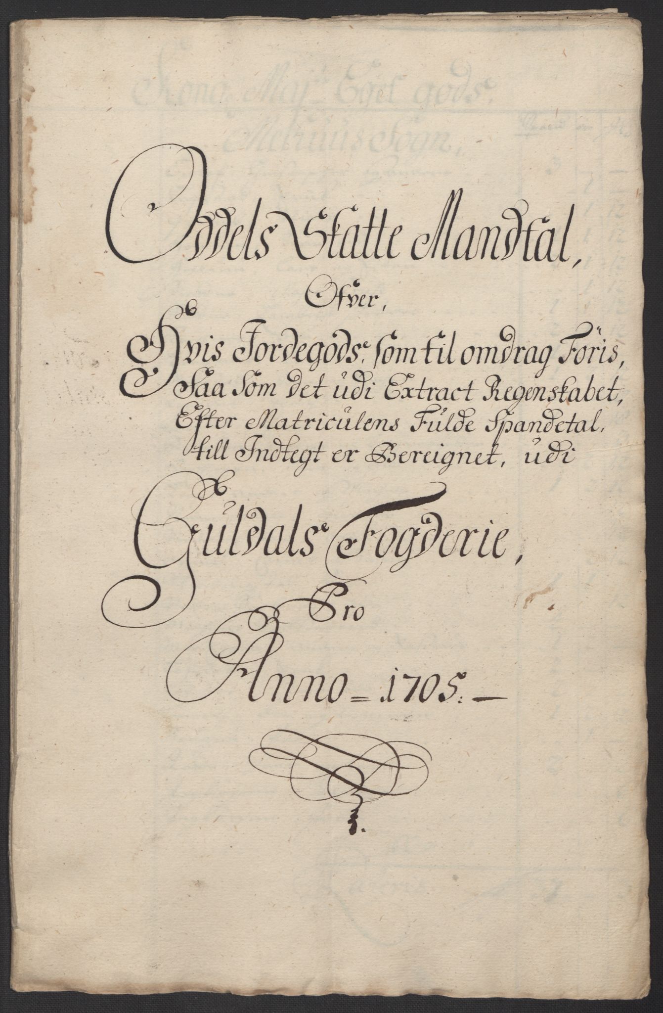 Rentekammeret inntil 1814, Reviderte regnskaper, Fogderegnskap, RA/EA-4092/R60/L3955: Fogderegnskap Orkdal og Gauldal, 1705, p. 430