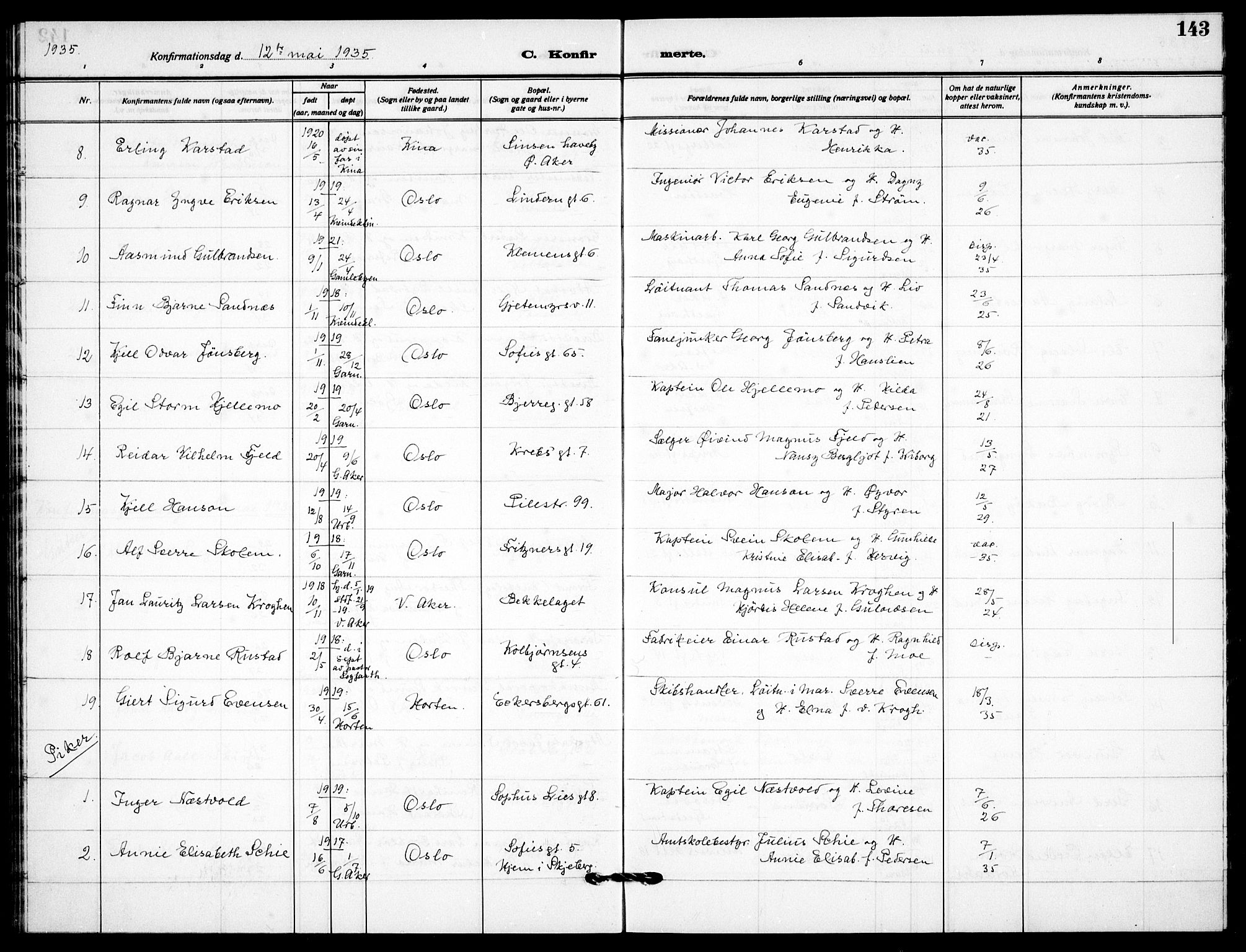 Garnisonsmenigheten Kirkebøker, AV/SAO-A-10846/F/Fa/L0017: Parish register (official) no. 17, 1926-1937, p. 143