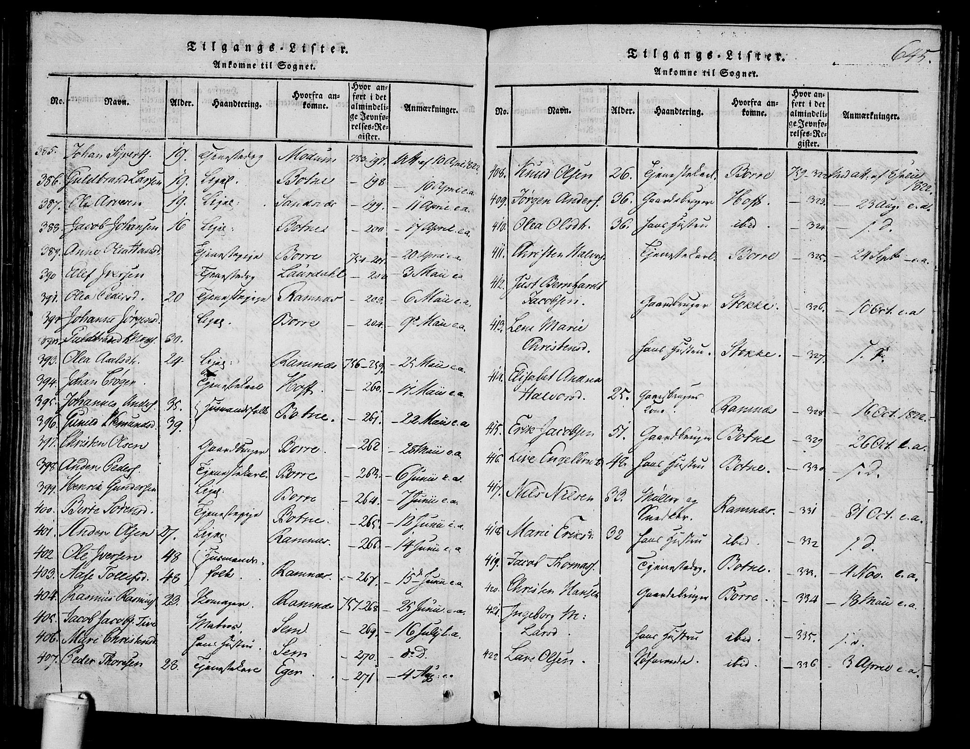 Våle kirkebøker, AV/SAKO-A-334/F/Fa/L0007: Parish register (official) no. I 7, 1814-1824, p. 644-645