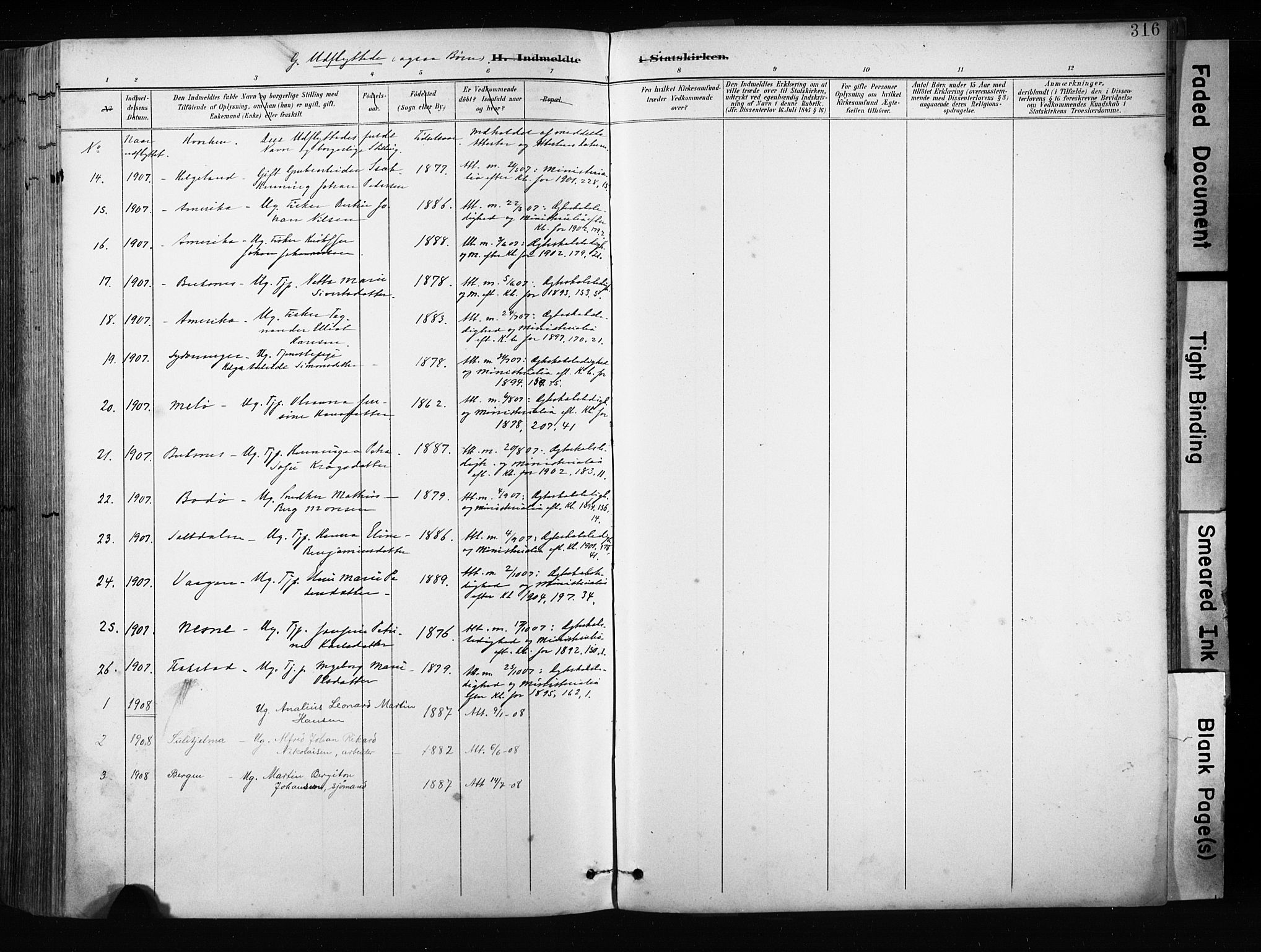 Ministerialprotokoller, klokkerbøker og fødselsregistre - Nordland, AV/SAT-A-1459/880/L1134: Parish register (official) no. 880A08, 1899-1908, p. 316