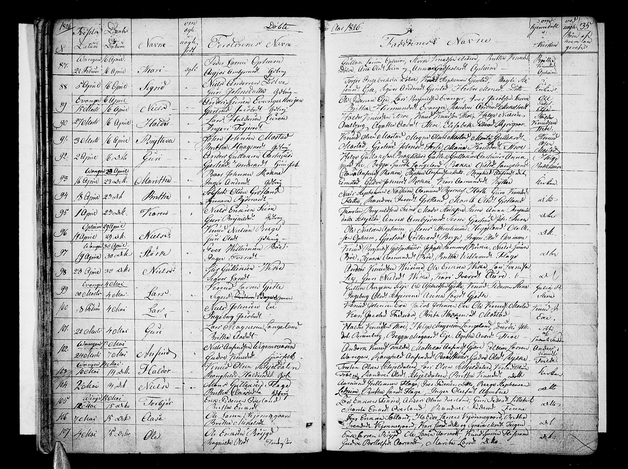 Voss sokneprestembete, AV/SAB-A-79001/H/Haa: Parish register (official) no. A 12, 1823-1837, p. 35