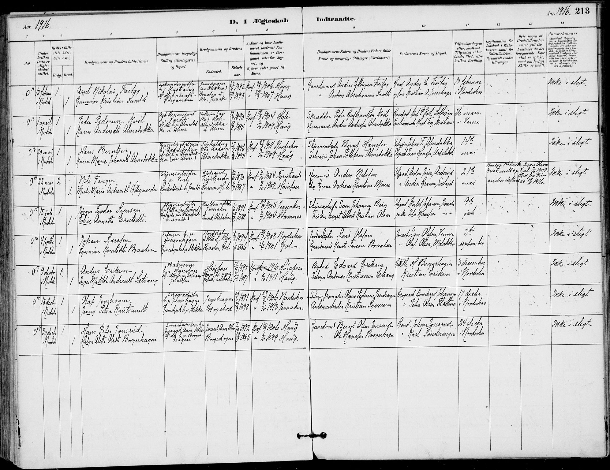 Haug kirkebøker, AV/SAKO-A-604/F/Fa/L0001: Parish register (official) no. 1, 1885-1917, p. 213