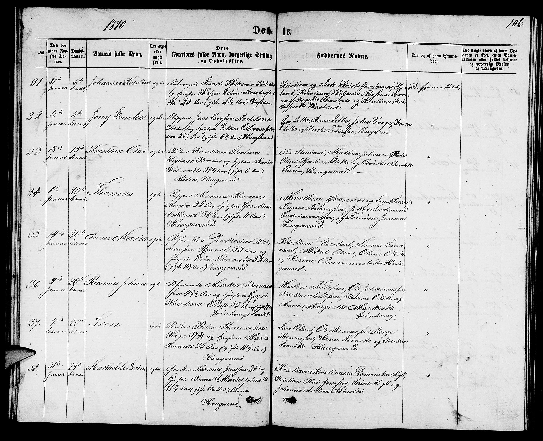 Torvastad sokneprestkontor, AV/SAST-A -101857/H/Ha/Hab/L0007: Parish register (copy) no. B 7, 1866-1873, p. 106