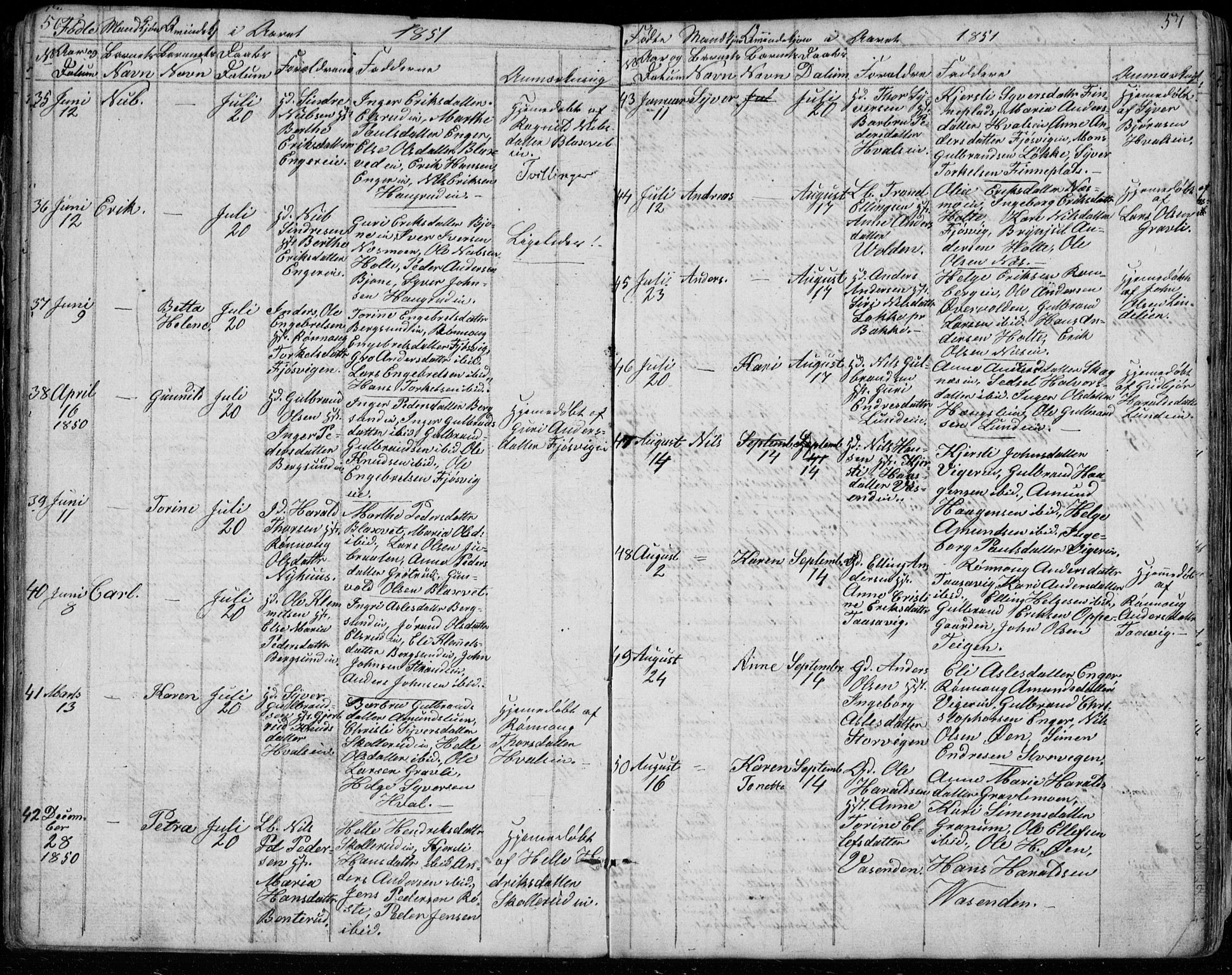 Ådal kirkebøker, AV/SAKO-A-248/G/Ga/L0002: Parish register (copy) no. I 2, 1840-1861, p. 56-57