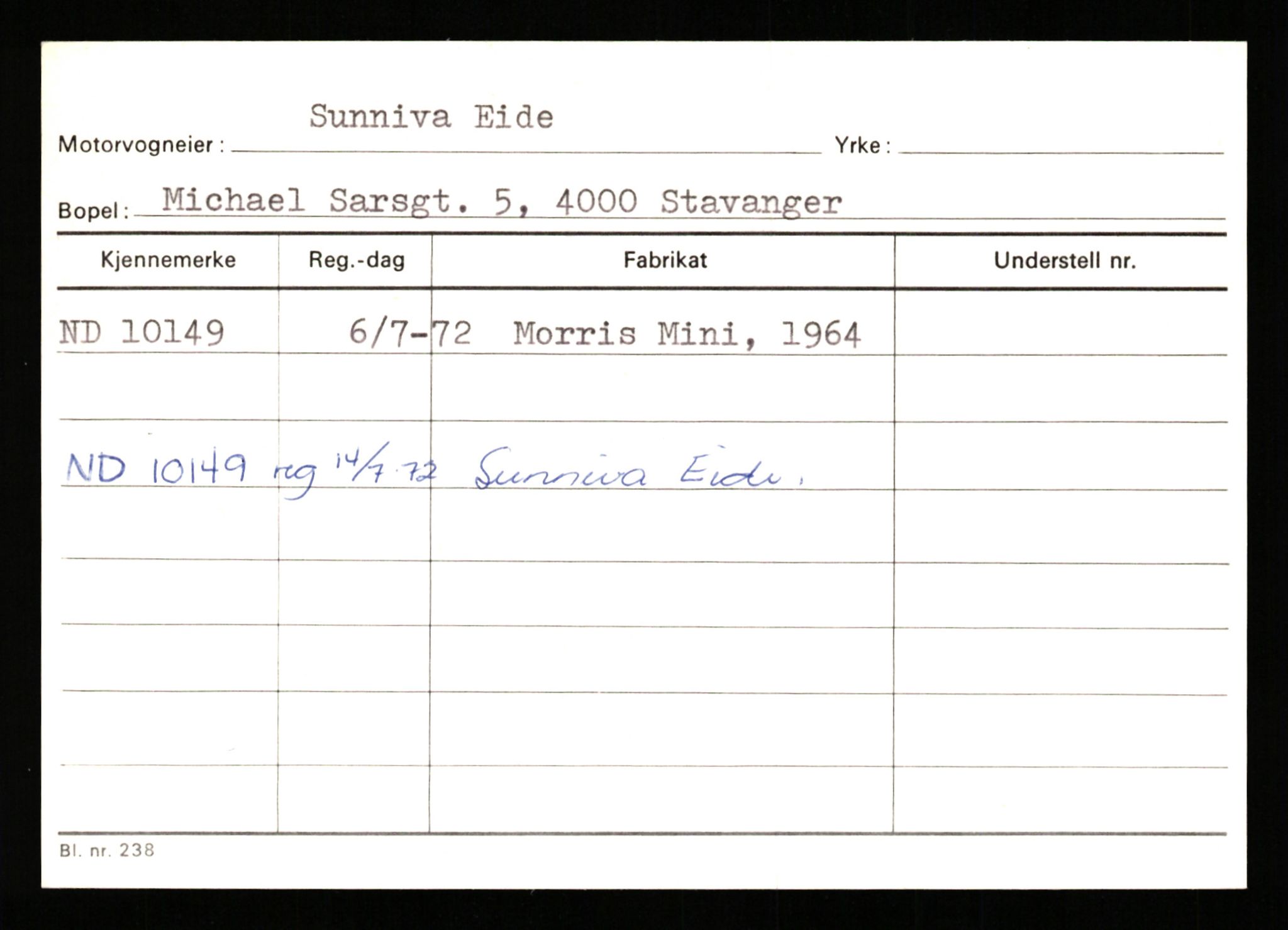 Stavanger trafikkstasjon, SAST/A-101942/0/G/L0002: Registreringsnummer: 5791 - 10405, 1930-1971, p. 2954