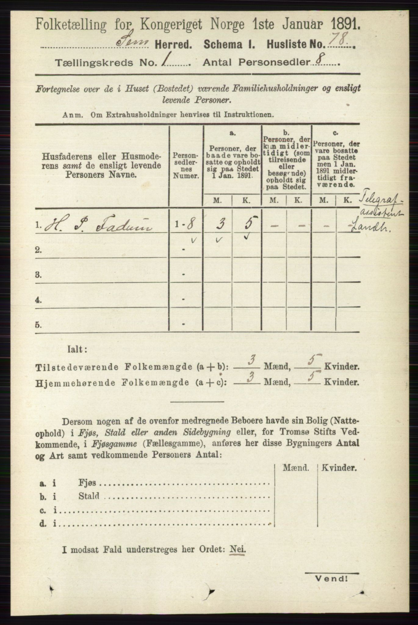 RA, 1891 census for 0721 Sem, 1891, p. 117