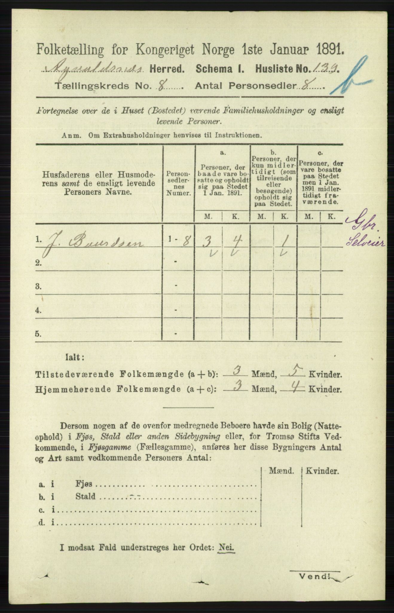 RA, 1891 census for 1147 Avaldsnes, 1891, p. 4201