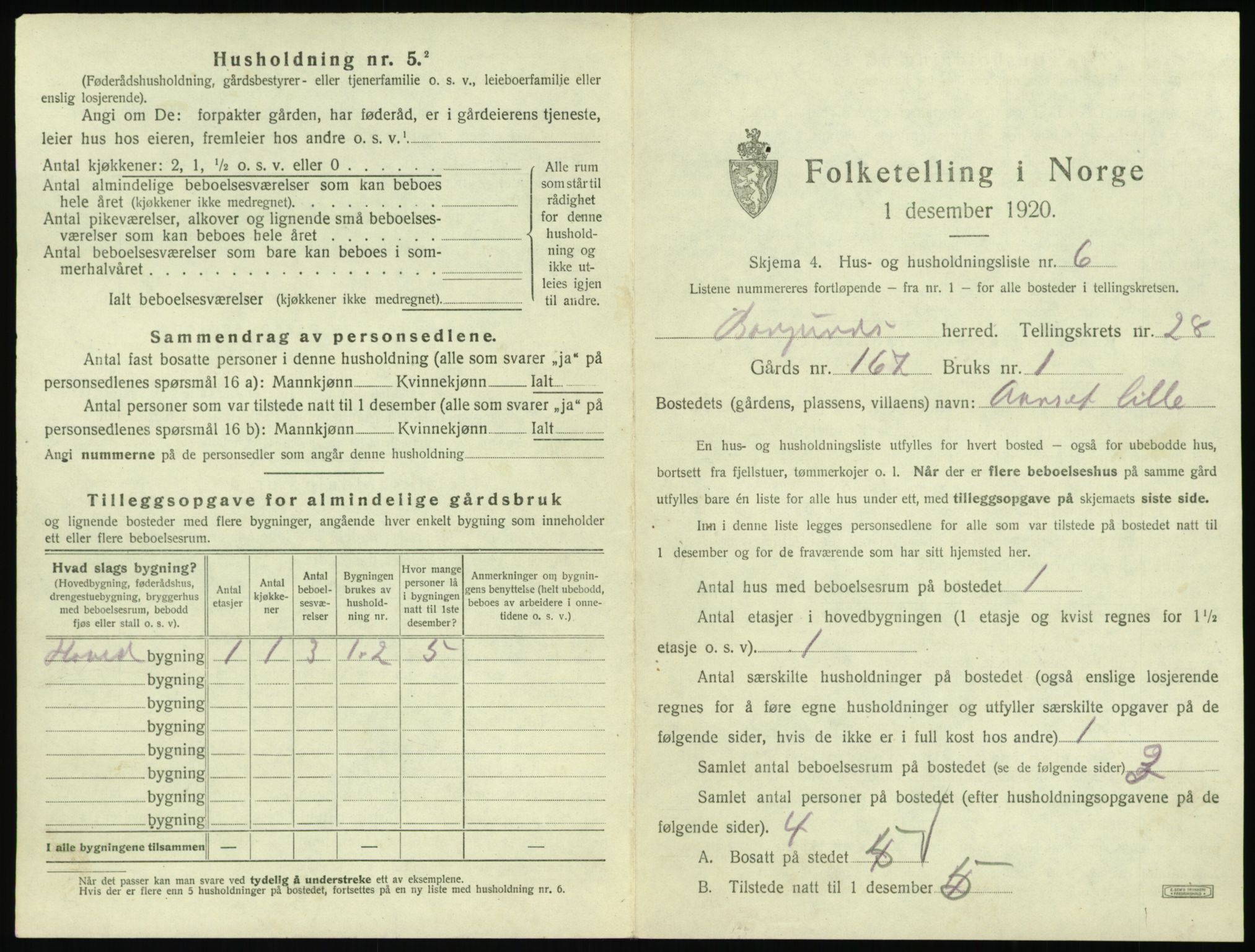 SAT, 1920 census for Borgund, 1920, p. 2200