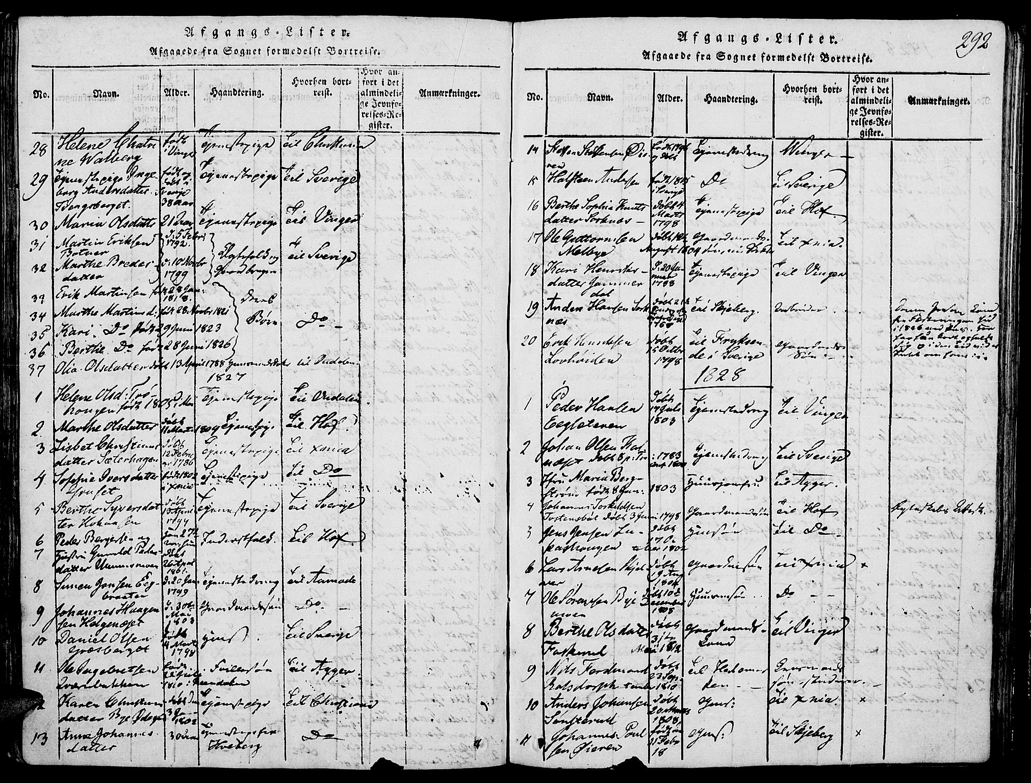 Grue prestekontor, AV/SAH-PREST-036/H/Ha/Haa/L0006: Parish register (official) no. 6, 1814-1830, p. 292