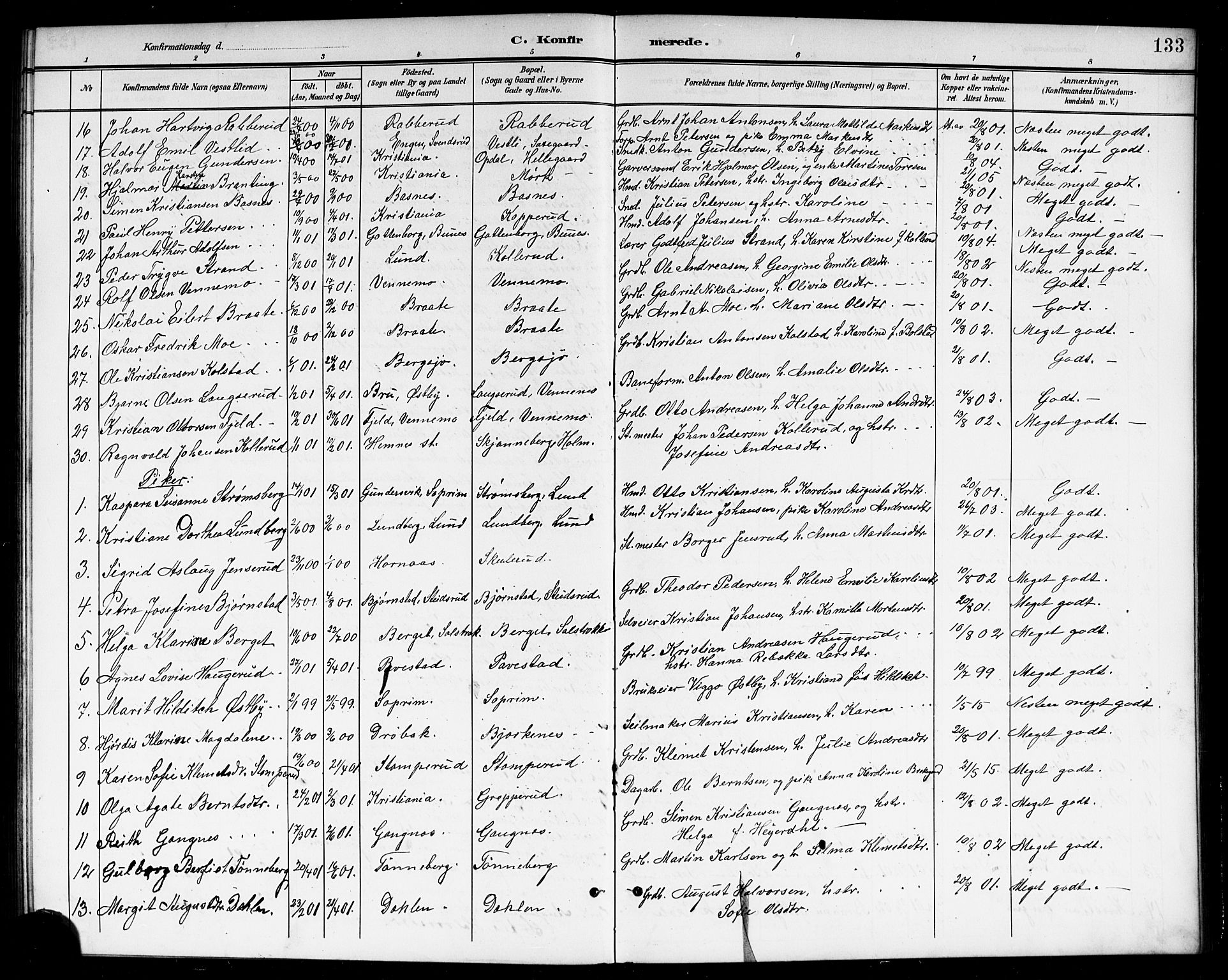 Høland prestekontor Kirkebøker, AV/SAO-A-10346a/G/Gb/L0001: Parish register (copy) no. II 1, 1902-1919, p. 133