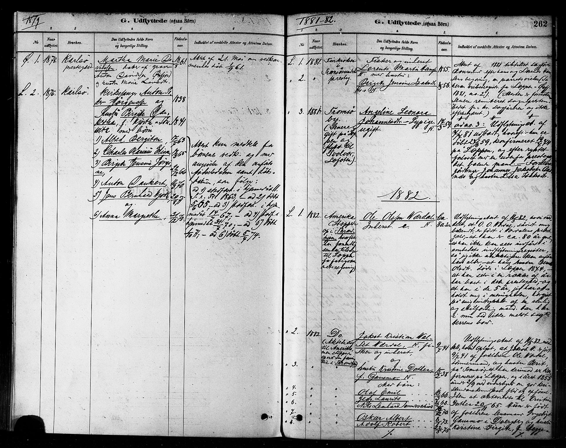 Loppa sokneprestkontor, SATØ/S-1339/H/Ha/L0006kirke: Parish register (official) no. 6, 1879-1895, p. 262