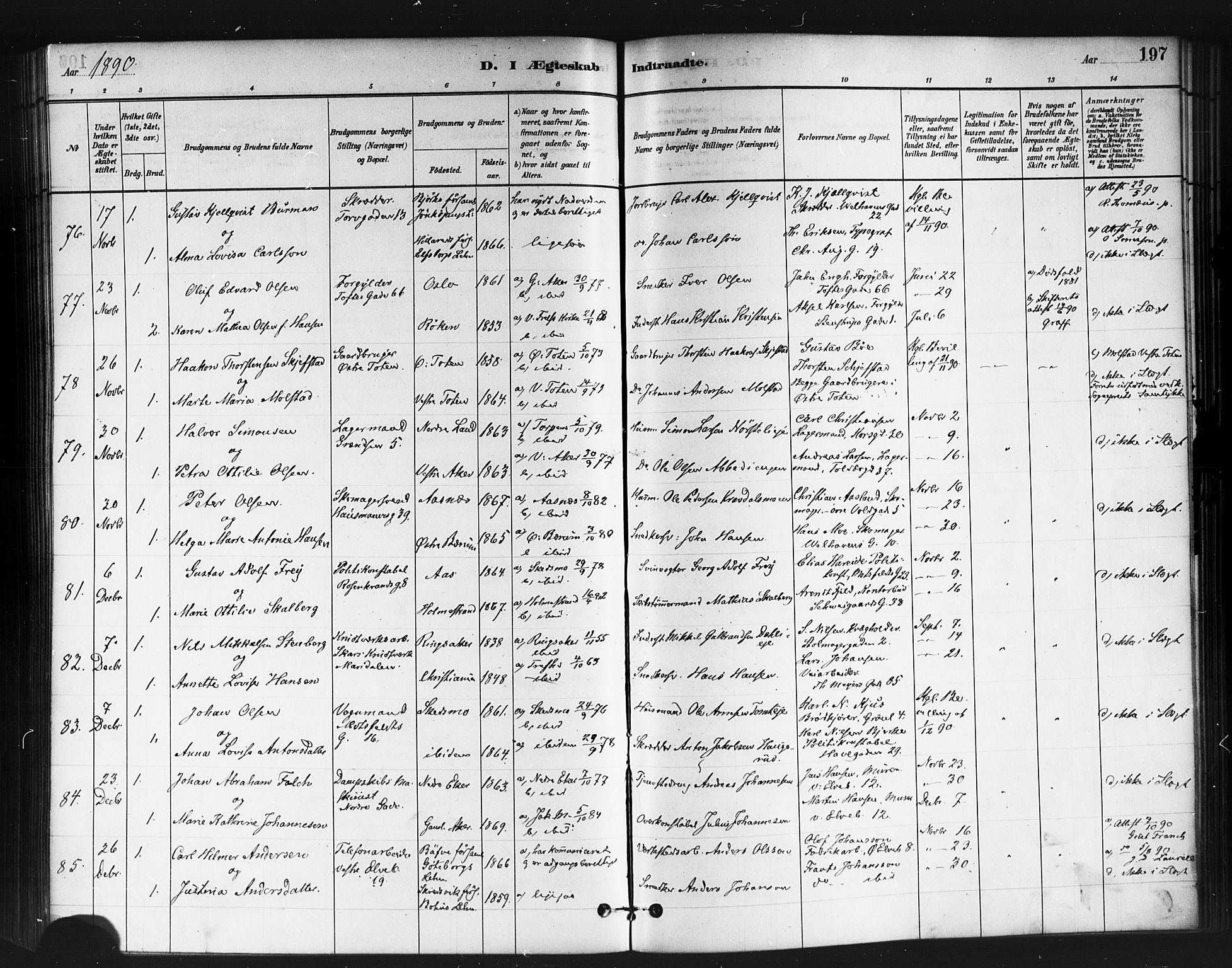 Jakob prestekontor Kirkebøker, SAO/A-10850/F/Fa/L0004: Parish register (official) no. 4, 1880-1894, p. 197